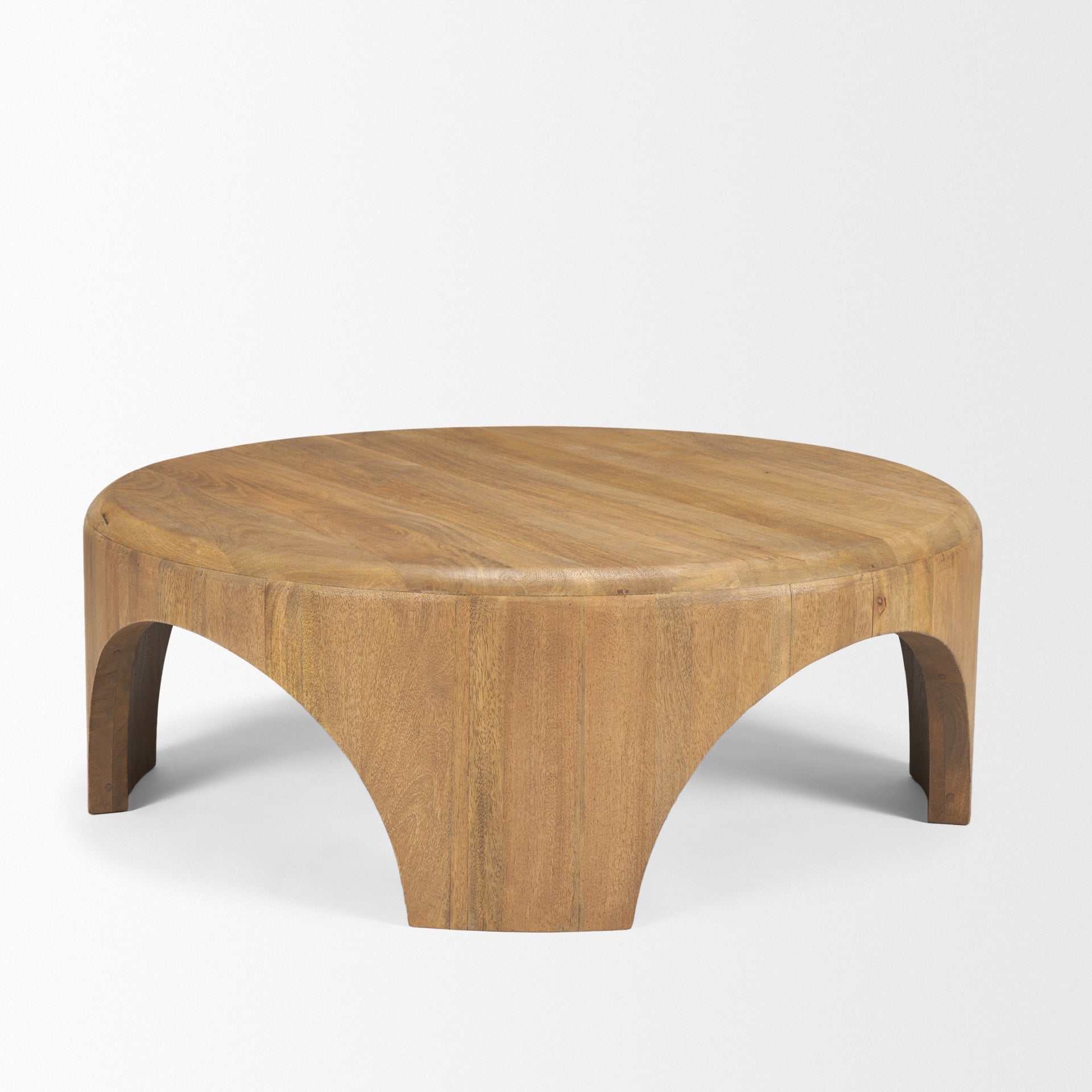 Shima Round Coffee Table Light Brown Wood - coffee-tables