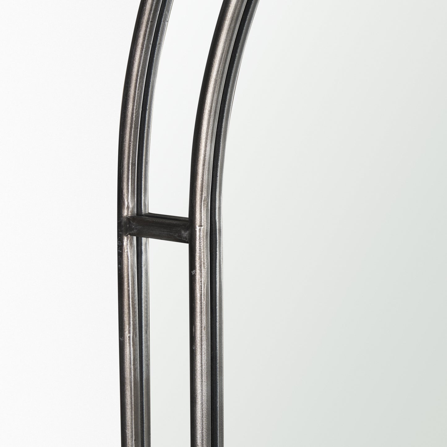 Tiffany Brushed Black Metal Double Frame Arched Mirror