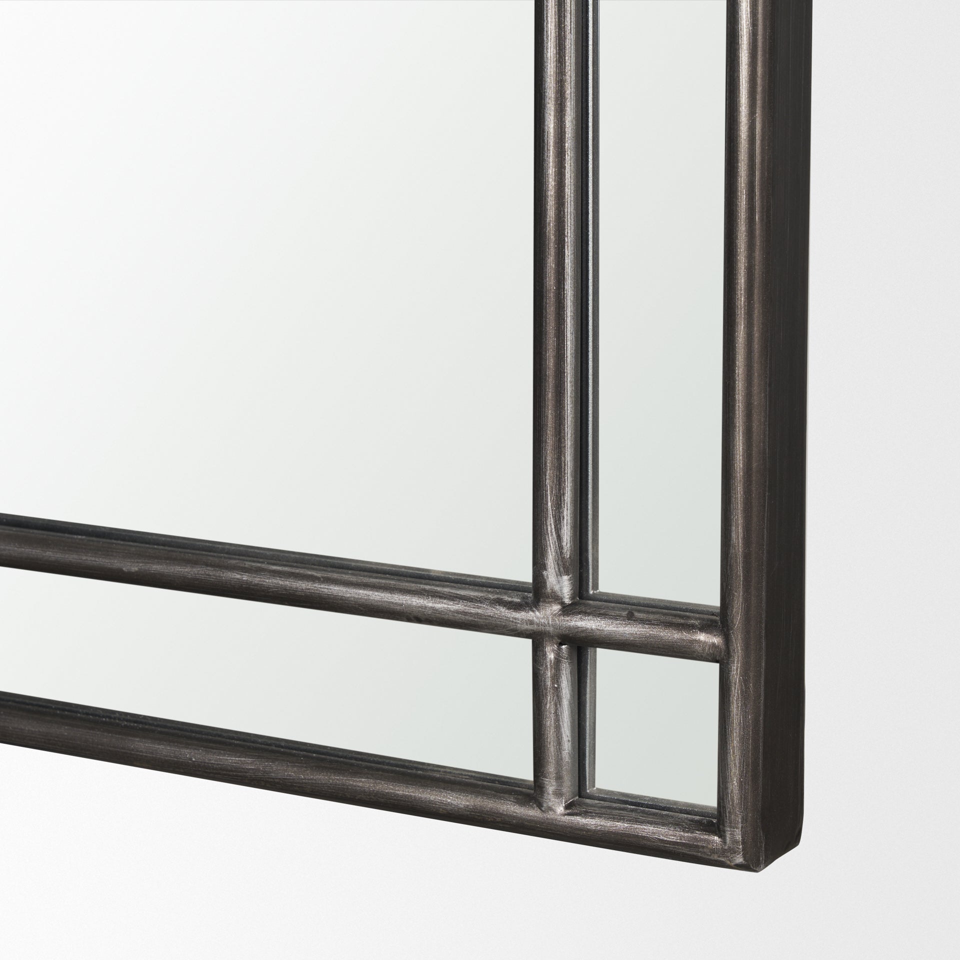 Tiffany Brushed Black Metal Double Frame Arched Mirror