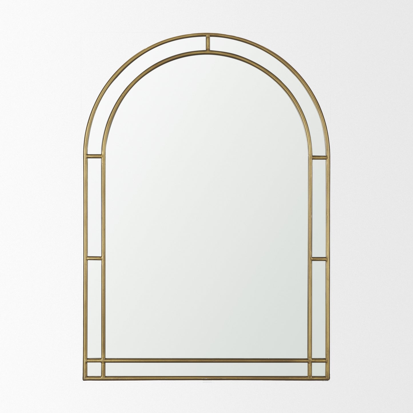 Tiffany Brushed Gold Double Frame Metal Arched Mirror