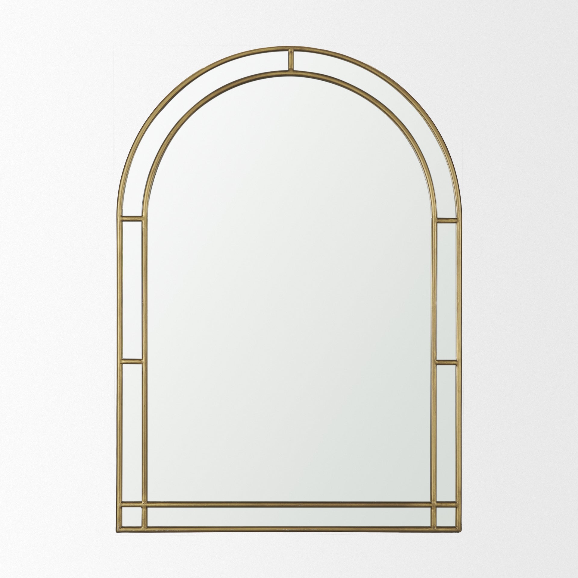 Tiffany Brushed Gold Double Frame Metal Arched Mirror