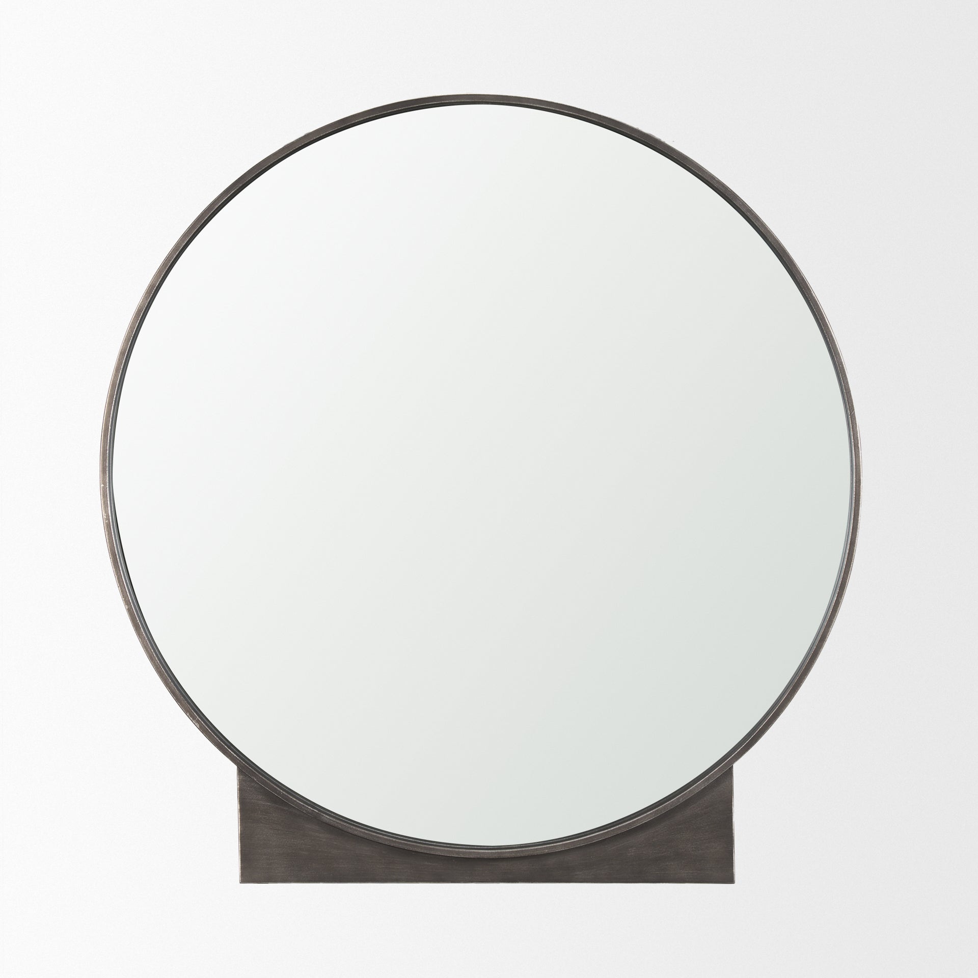 Tillie Round Gunmetal w/ Textured Metal Frame Wall Mirror