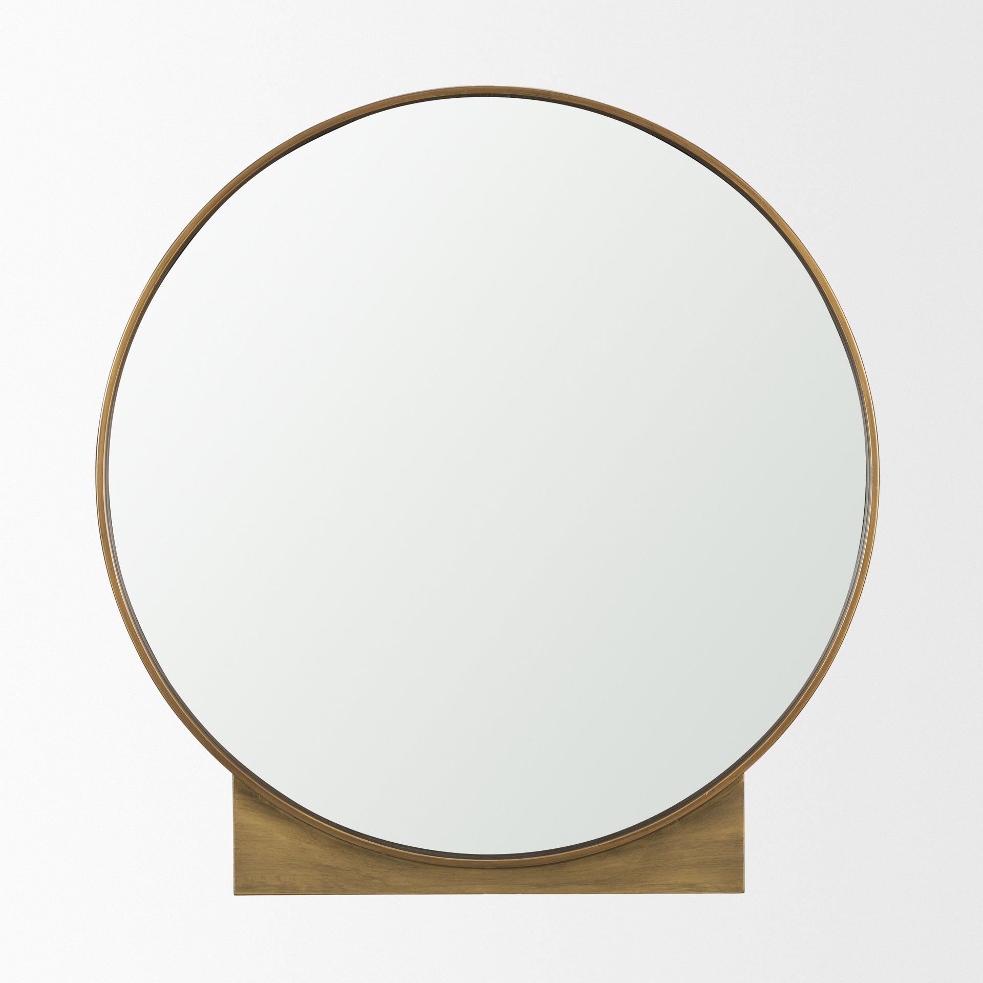 Tillie Round Brushed Gold Metal Frame Wall Mirror
