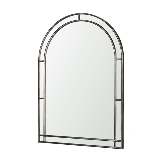Tiffany Brushed Black Metal Double Frame Arched Mirror