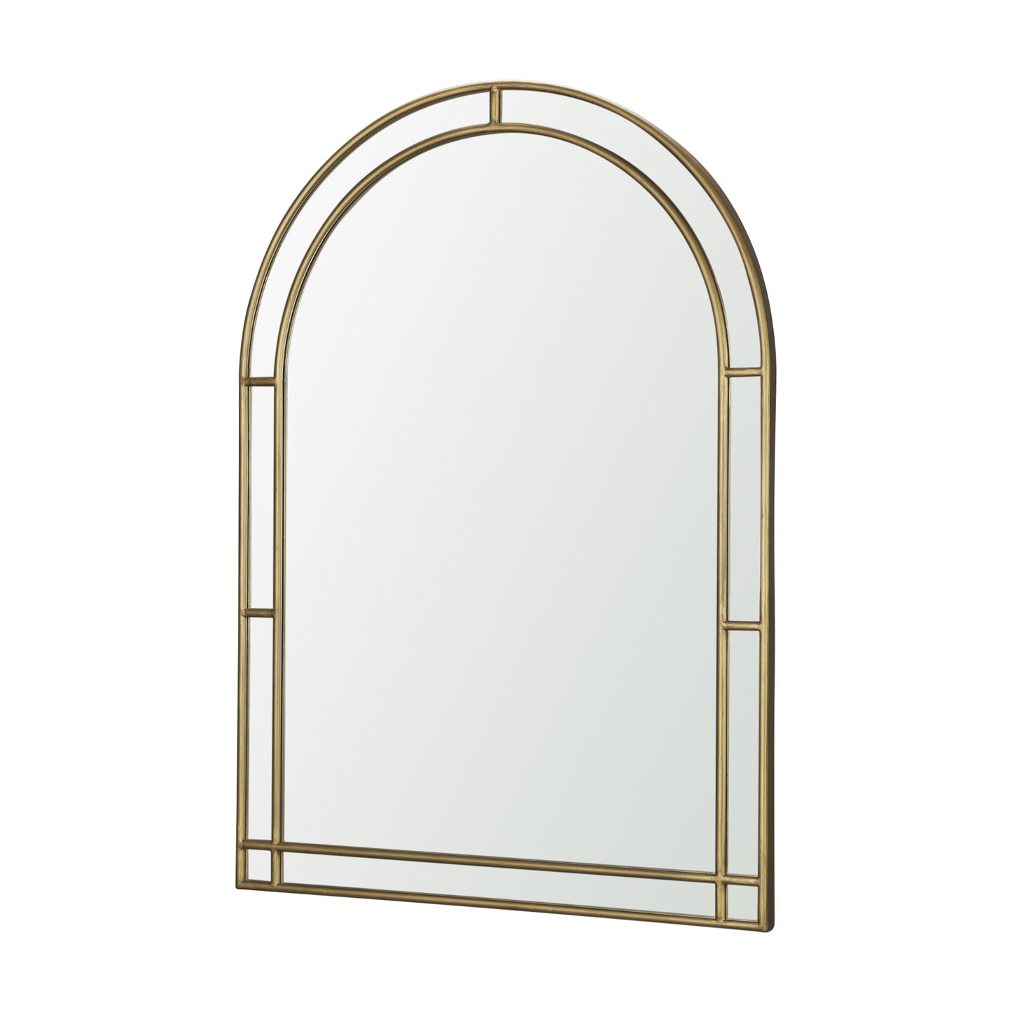 Tiffany Brushed Gold Double Frame Metal Arched Mirror