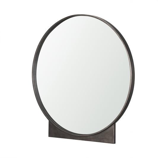 Tillie Round Gunmetal w/ Textured Metal Frame Wall Mirror