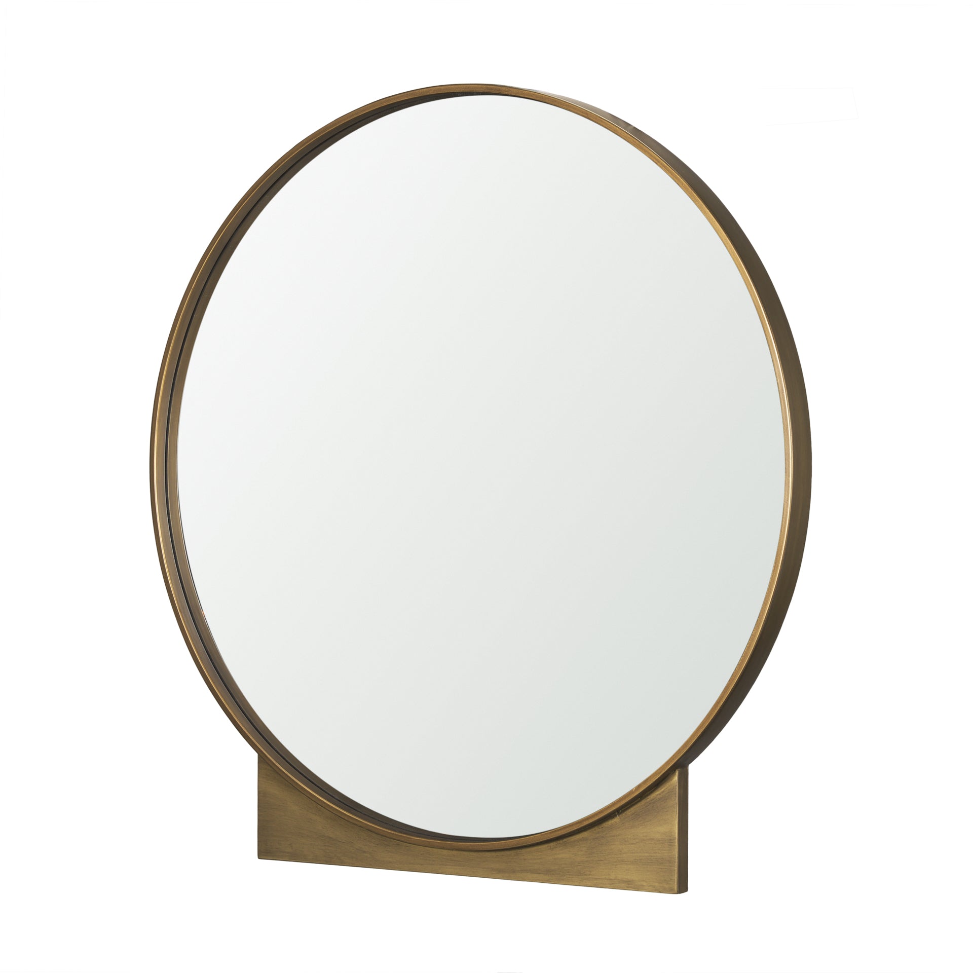 Tillie Round Brushed Gold Metal Frame Wall Mirror