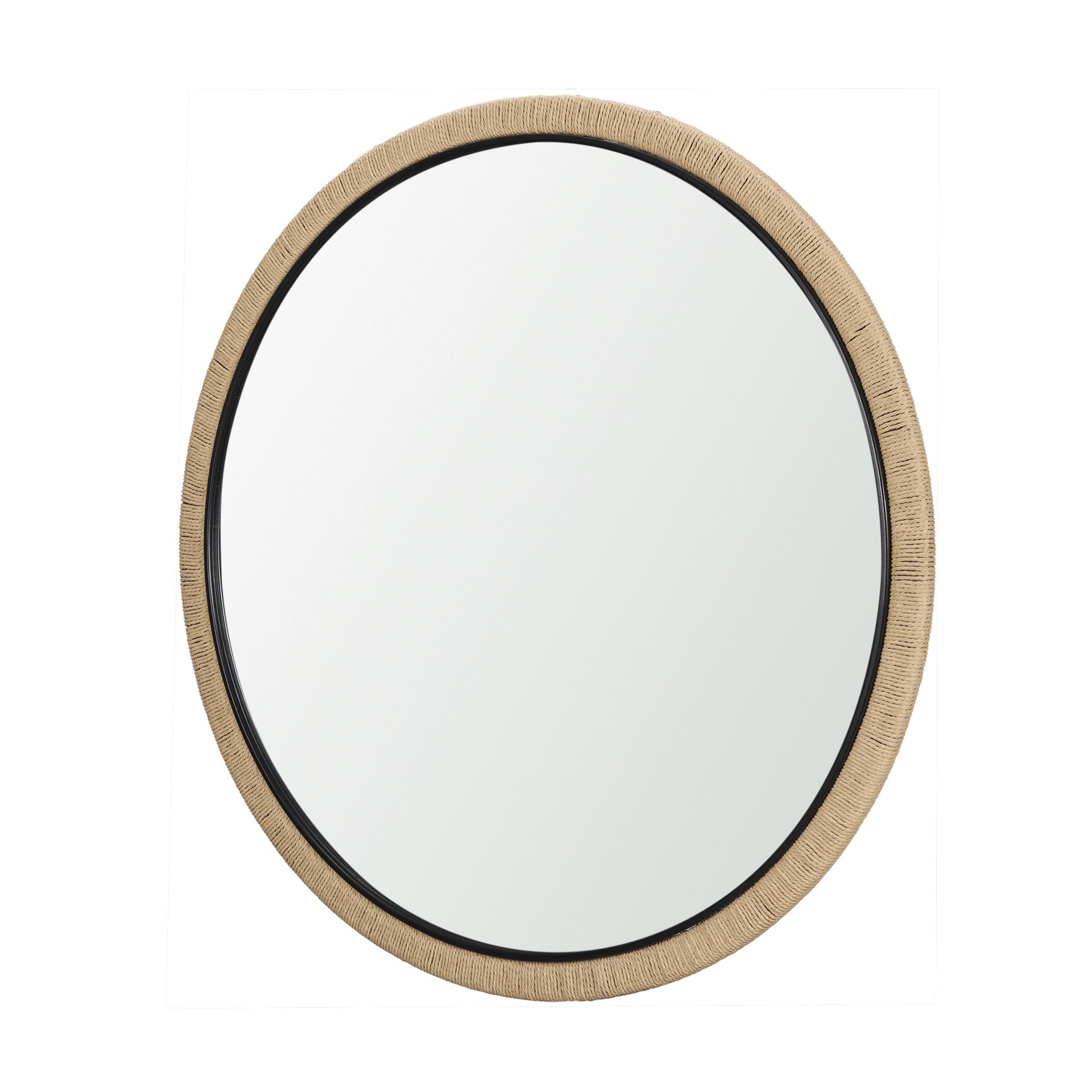 Vasie Black Wood w/ Jute Round Mirror