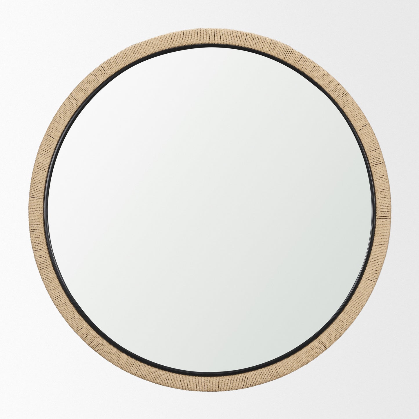 Vasie Black Wood w/ Jute Round Mirror