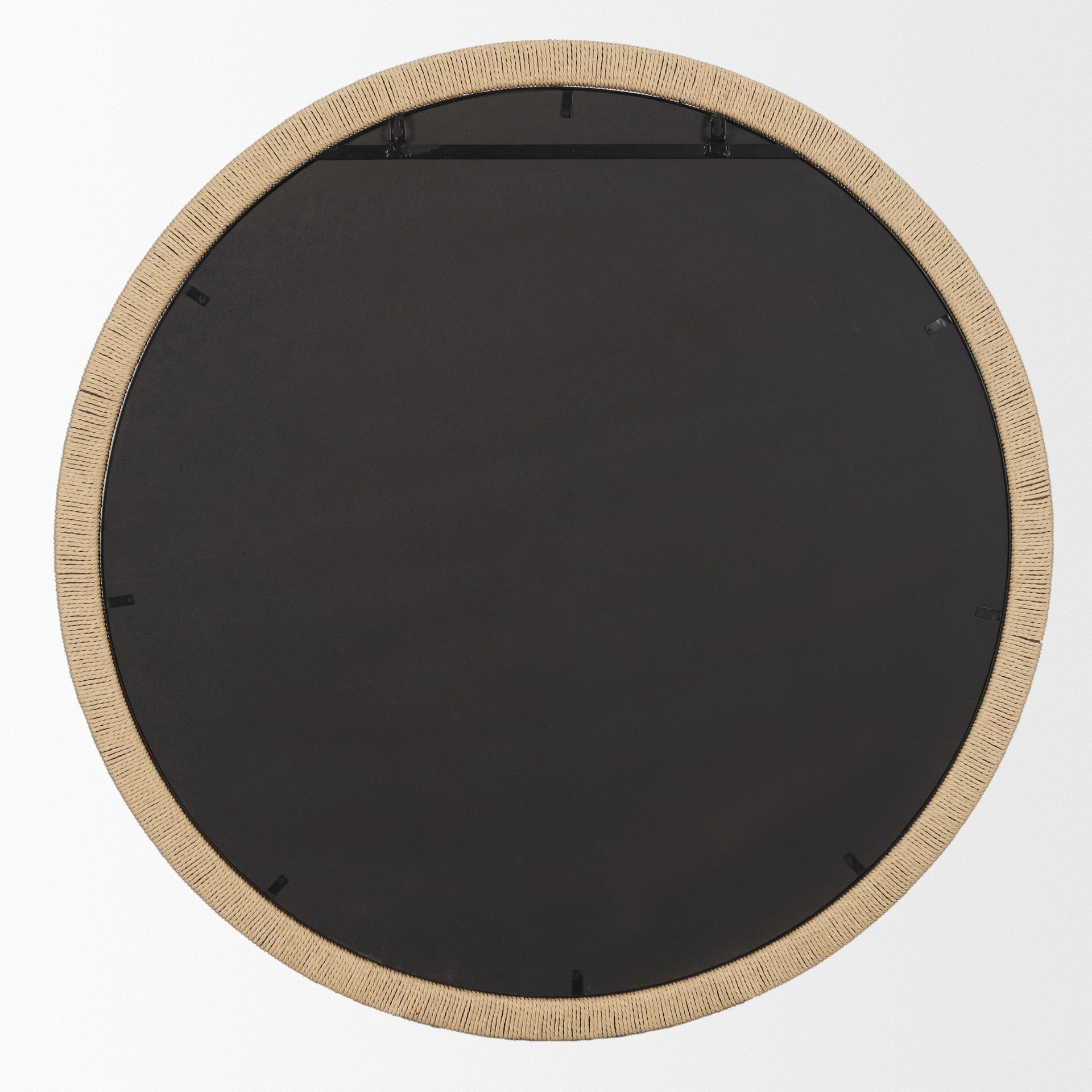 Vasie Black Wood w/ Jute Round Mirror