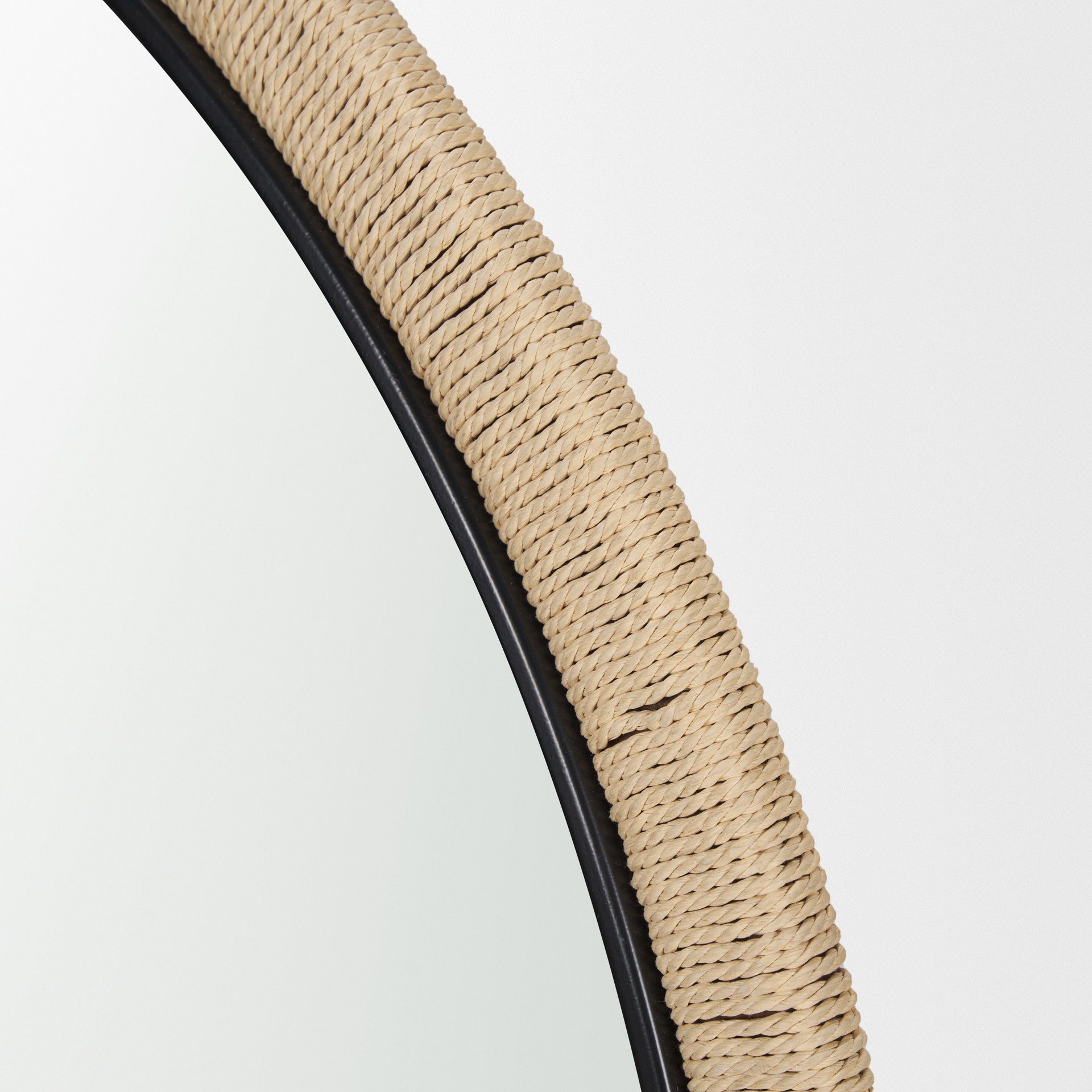 Vasie Black Wood w/ Jute Round Mirror