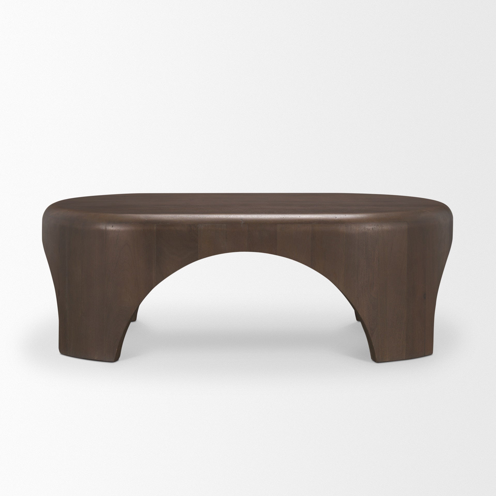 Shima Oval Dark Brown Wood w/ Arched Legs Coffee Table