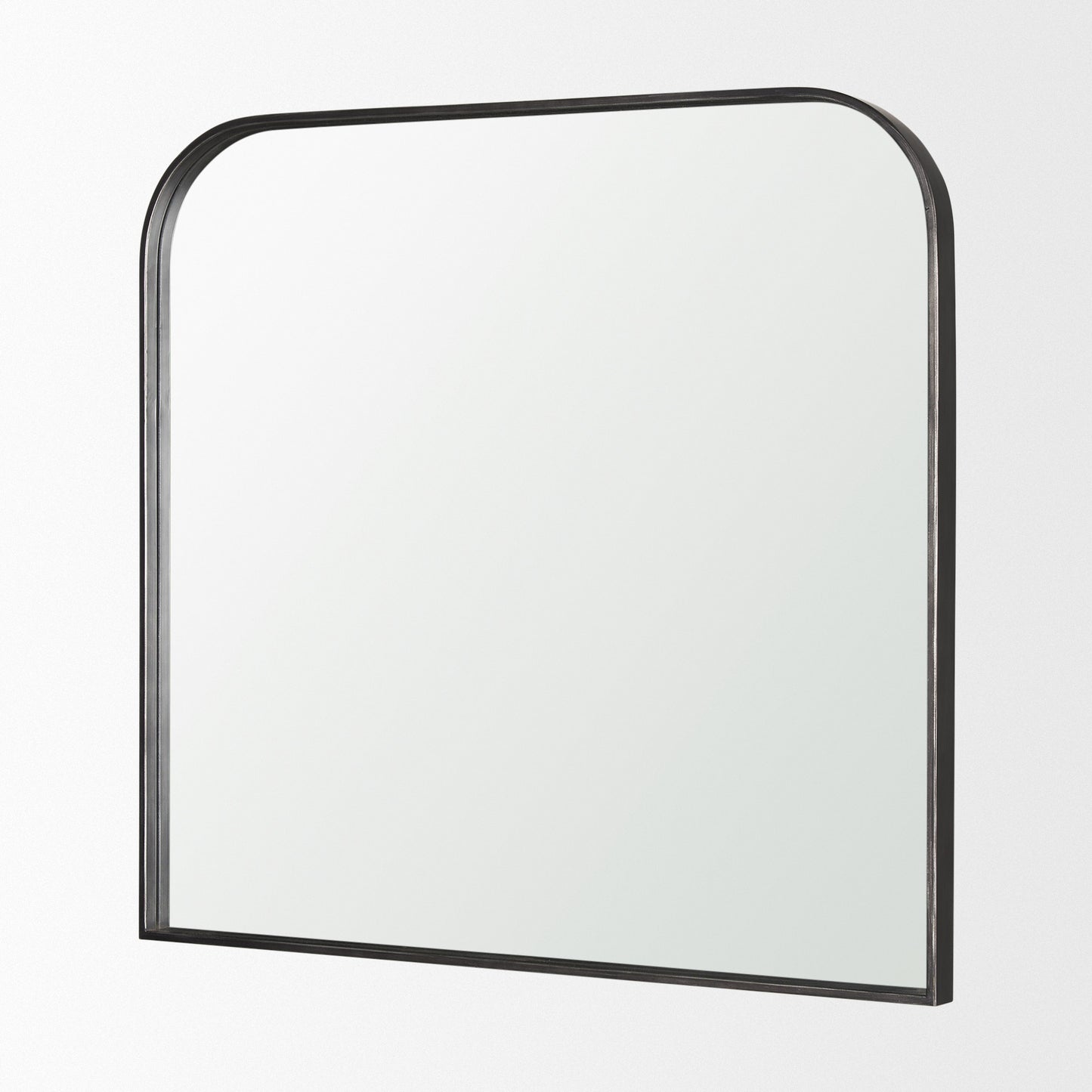 Timon Brushed Black Metal Frame Square Arched Mirror