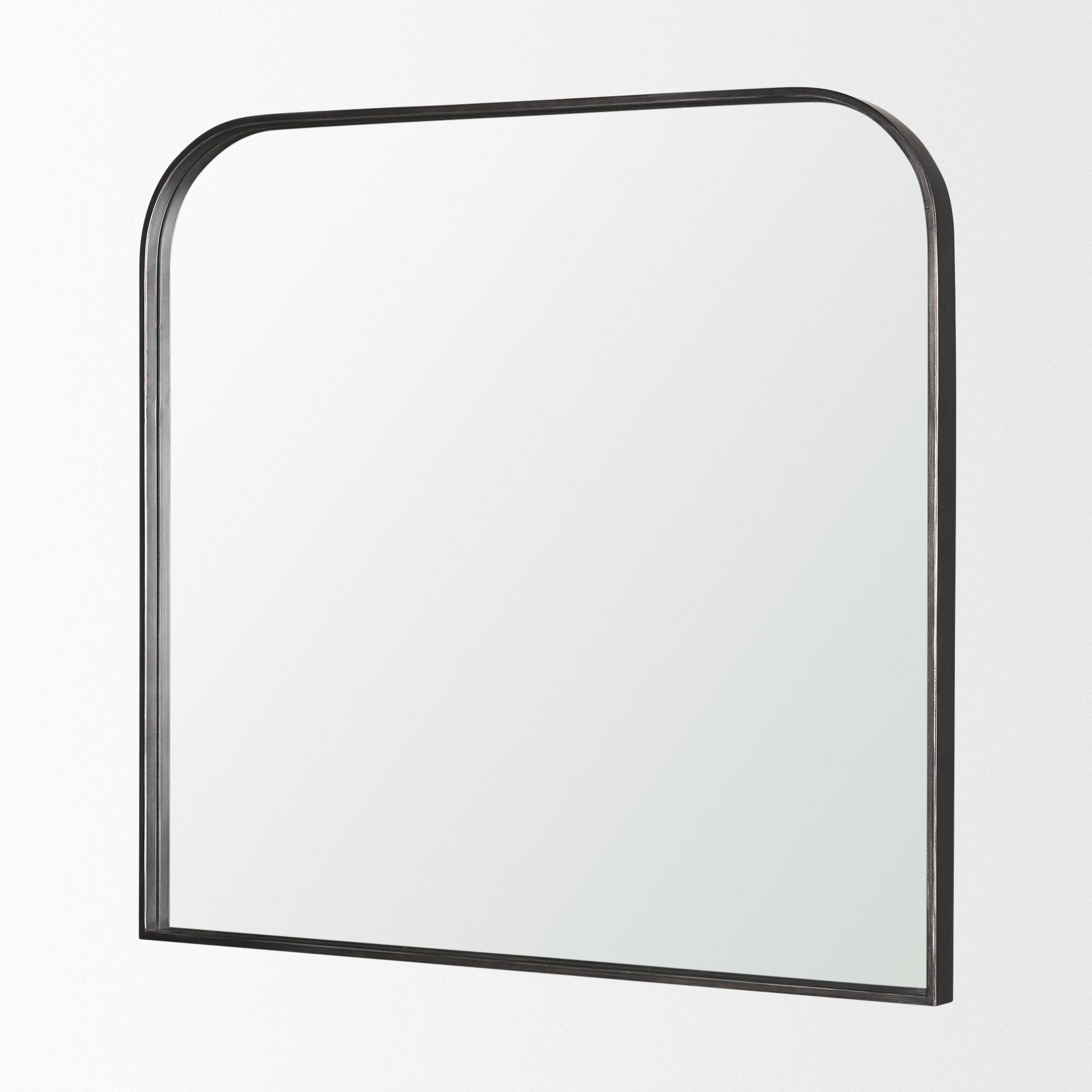 Timon Brushed Black Metal Frame Square Arched Mirror