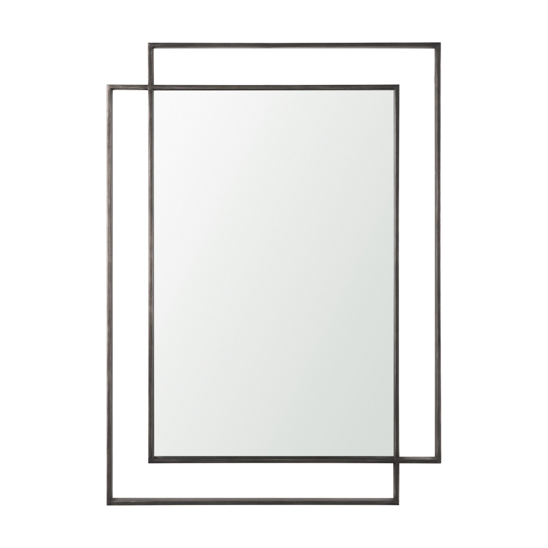 Tiva Rectangular Dual Metal Frame Gunmetal Mirror