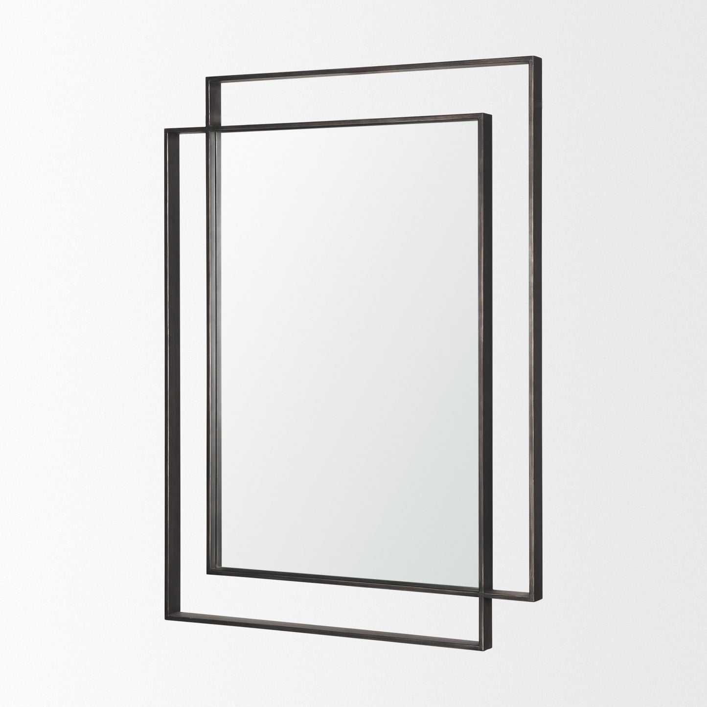 Tiva Rectangular Dual Metal Frame Gunmetal Mirror