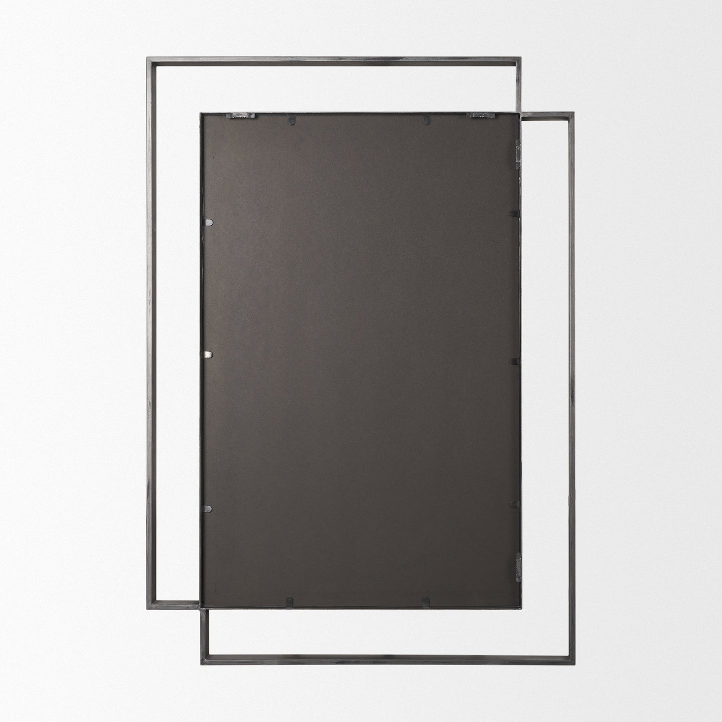 Tiva Rectangular Dual Metal Frame Gunmetal Mirror