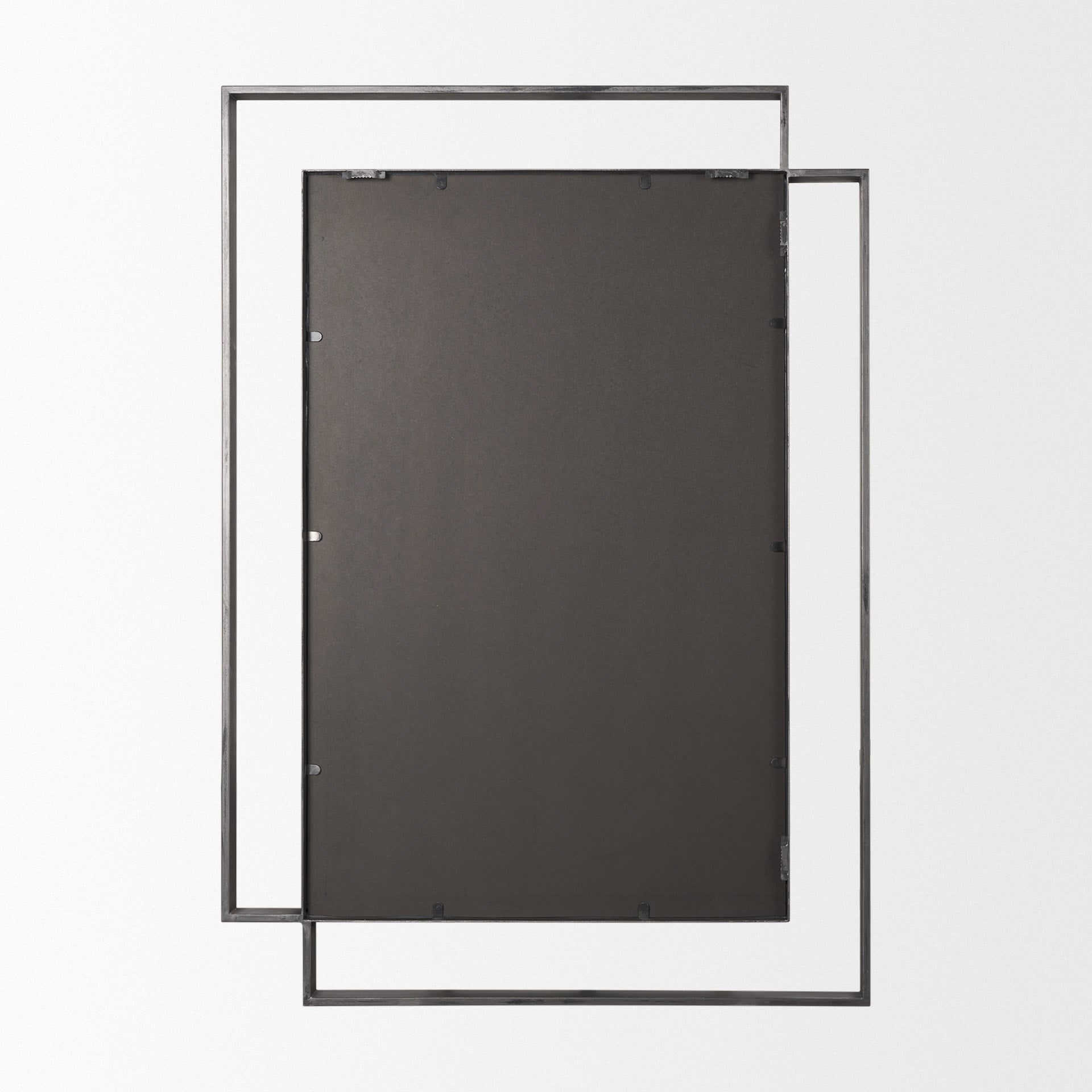 Tiva Rectangular Dual Metal Frame Gunmetal Mirror