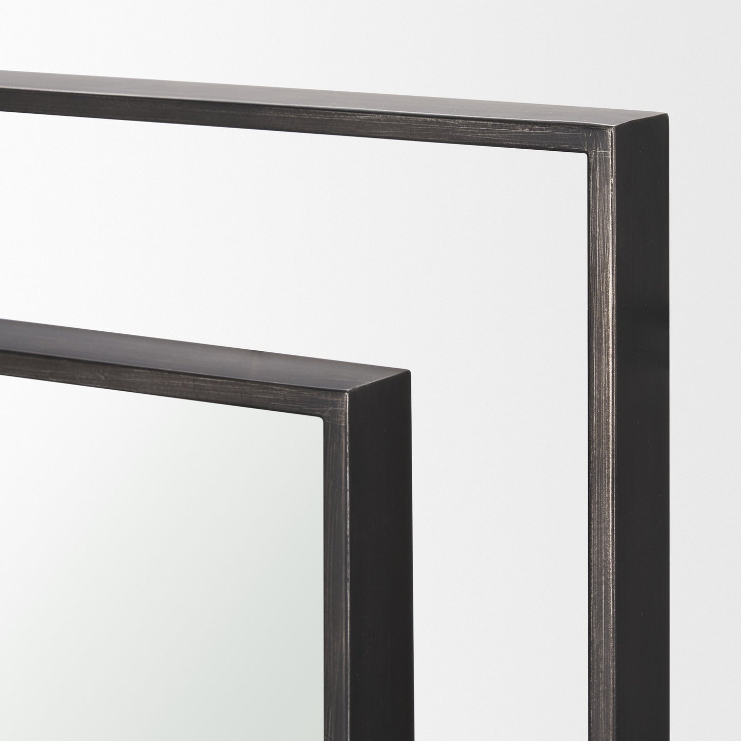 Tiva Rectangular Dual Metal Frame Gunmetal Mirror