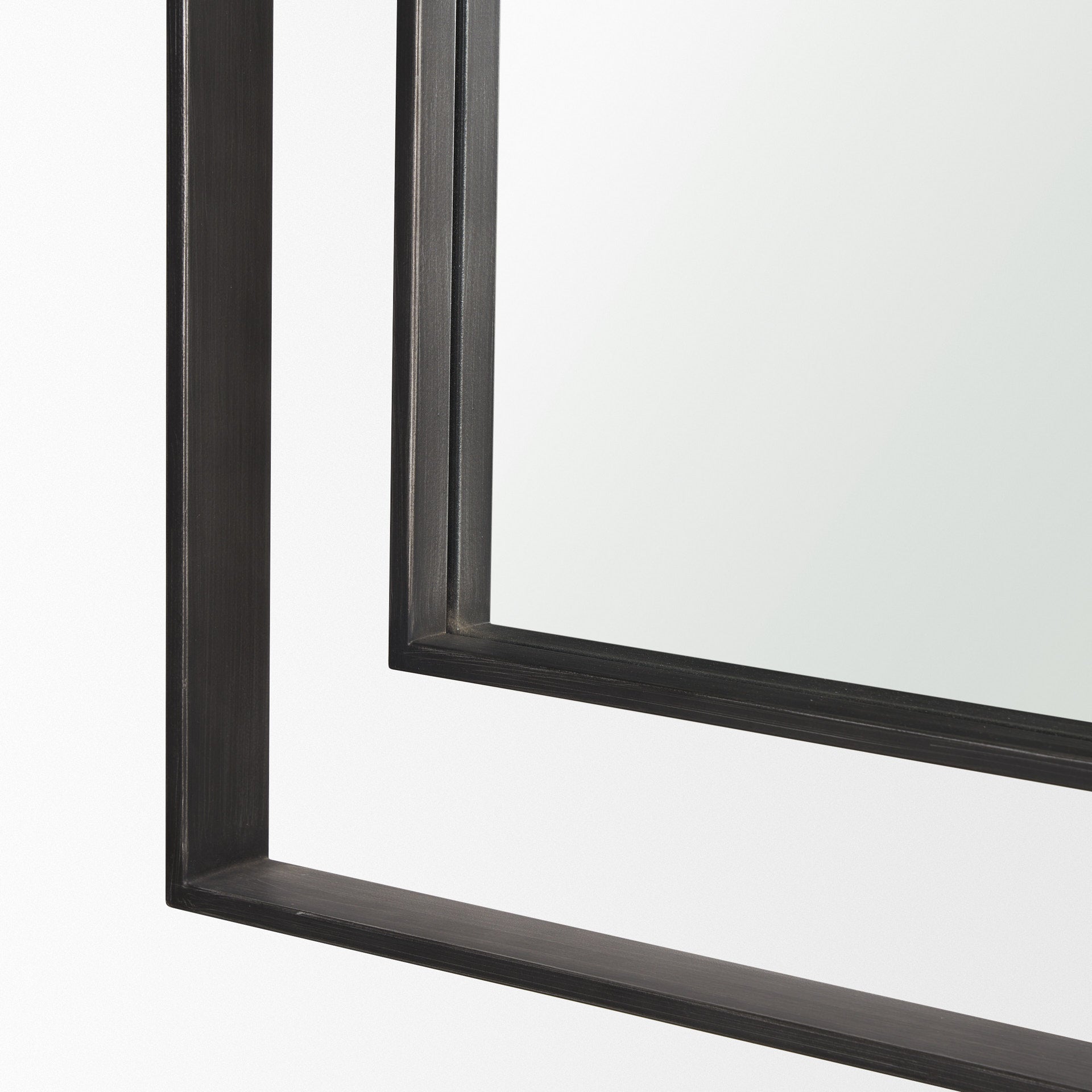 Tiva Rectangular Dual Metal Frame Gunmetal Mirror