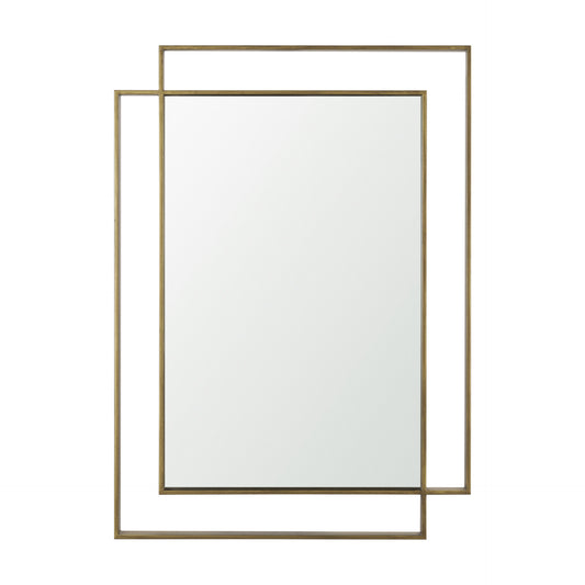 Tiva Rectangular Dual Brushed Gold Metal Framed Mirror