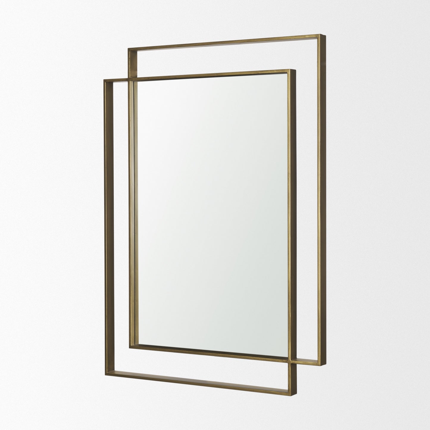 Tiva Rectangular Dual Brushed Gold Metal Framed Mirror