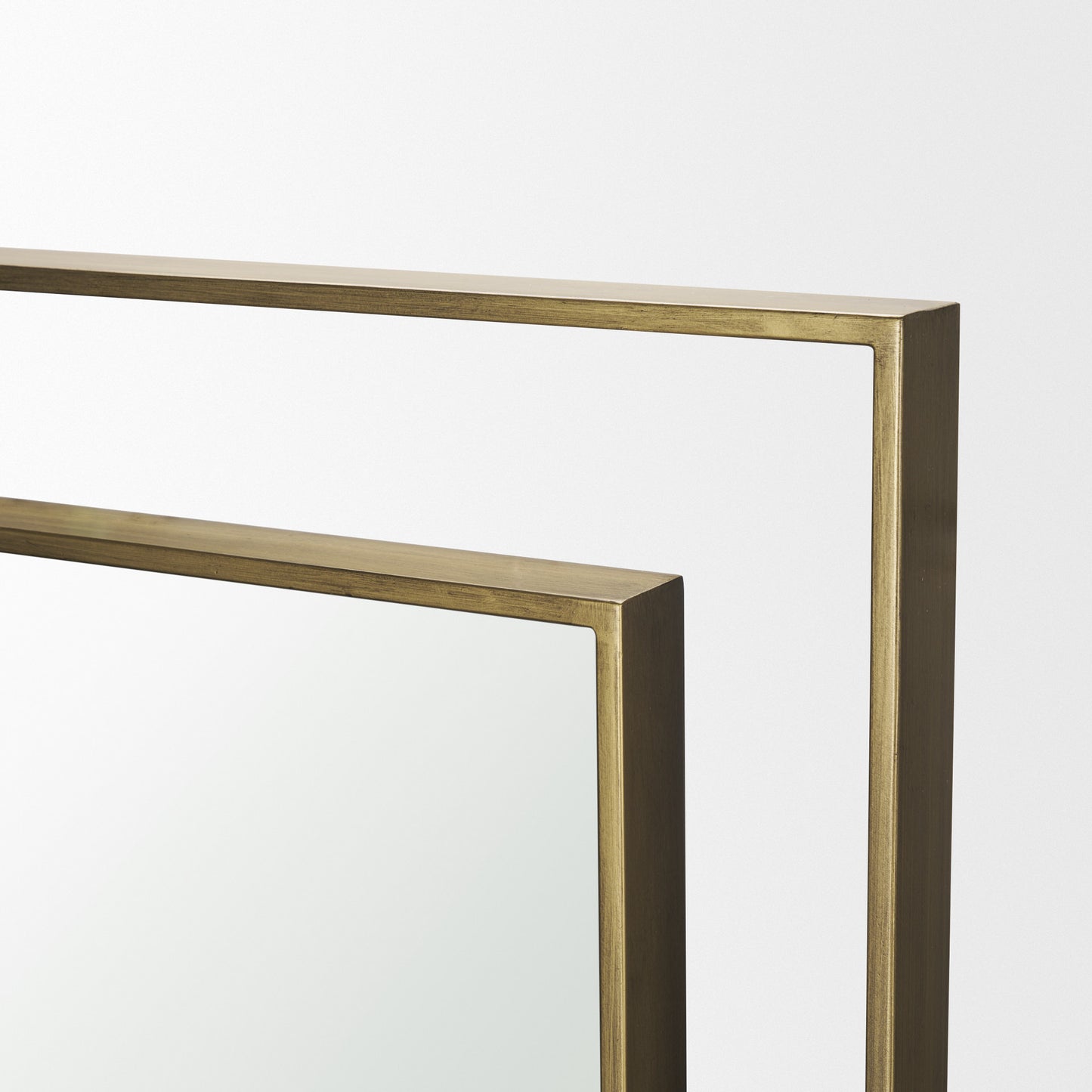 Tiva Rectangular Dual Brushed Gold Metal Framed Mirror