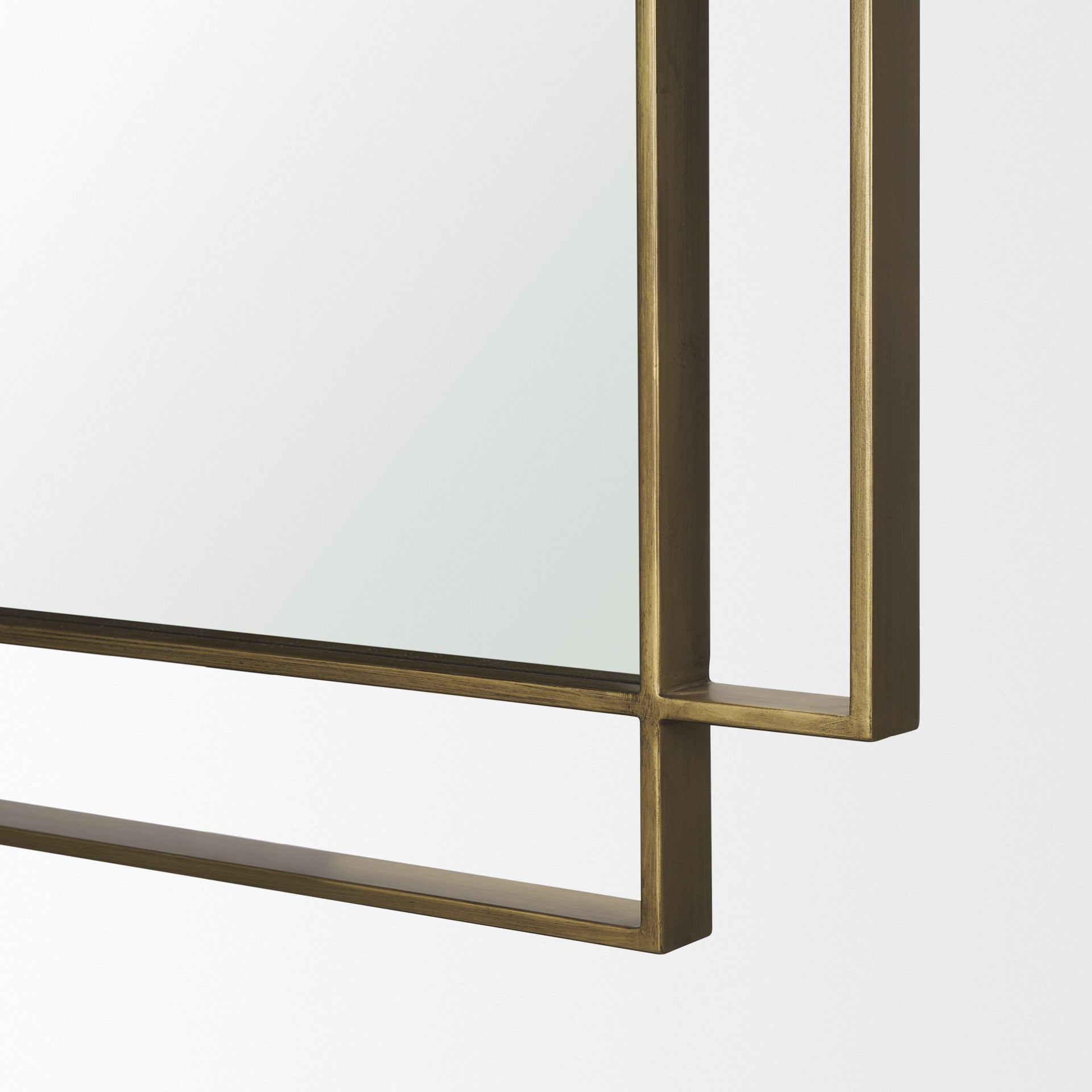 Tiva Rectangular Dual Brushed Gold Metal Framed Mirror