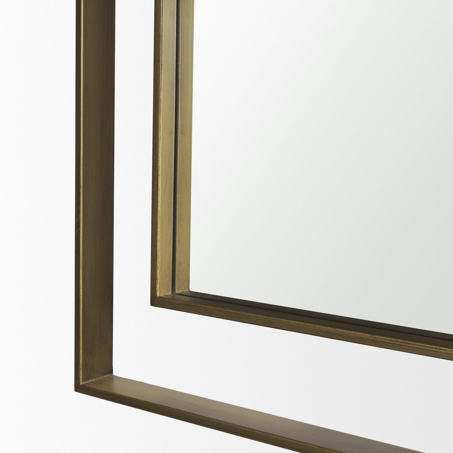 Tiva Rectangular Dual Brushed Gold Metal Framed Mirror