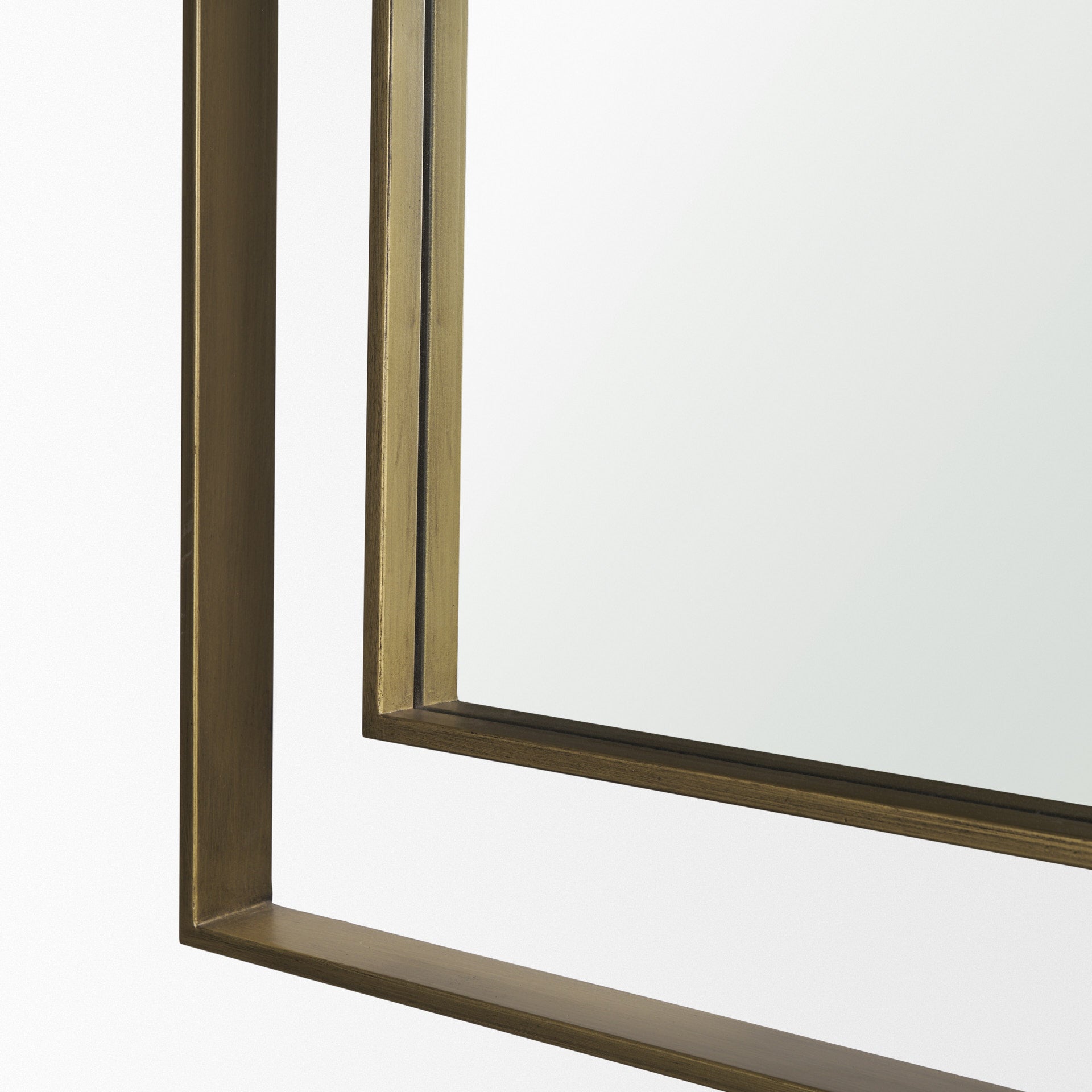 Tiva Rectangular Dual Brushed Gold Metal Framed Mirror