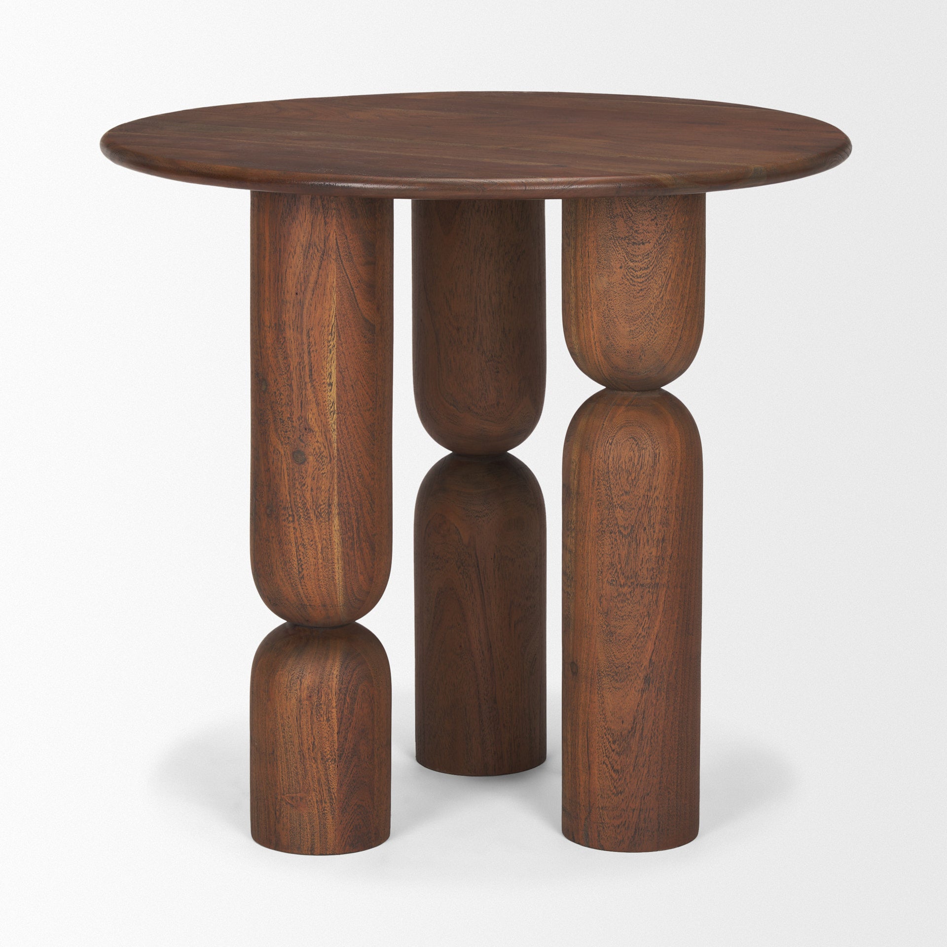 Sonel Pedestal Medium Dark Brown Acacia Wood Foyer Table
