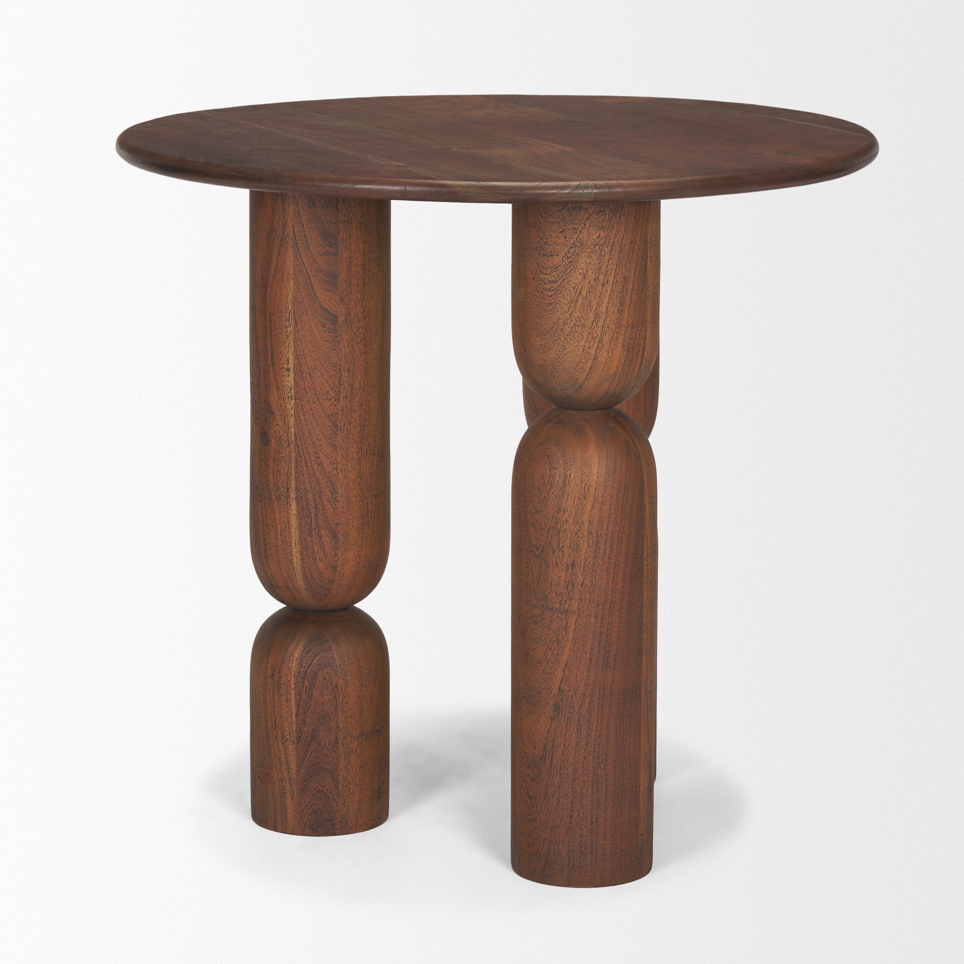 Sonel Pedestal Medium Dark Brown Acacia Wood Foyer Table