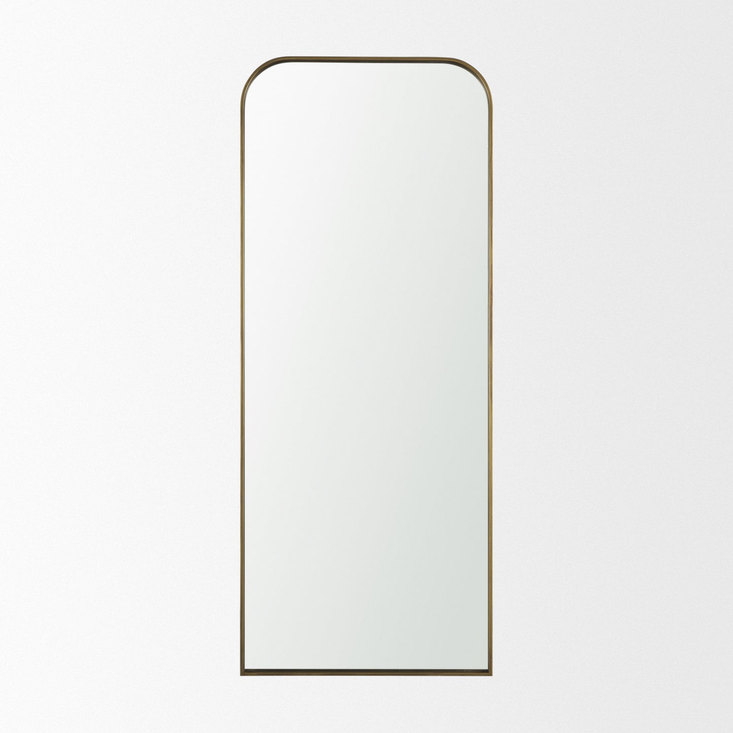 Tamira 75.8" Tall Brushed Brass Metal Arched Mirror