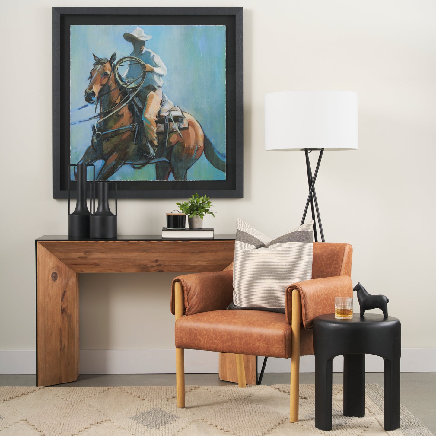 Riya Solid Black Wooden Stool