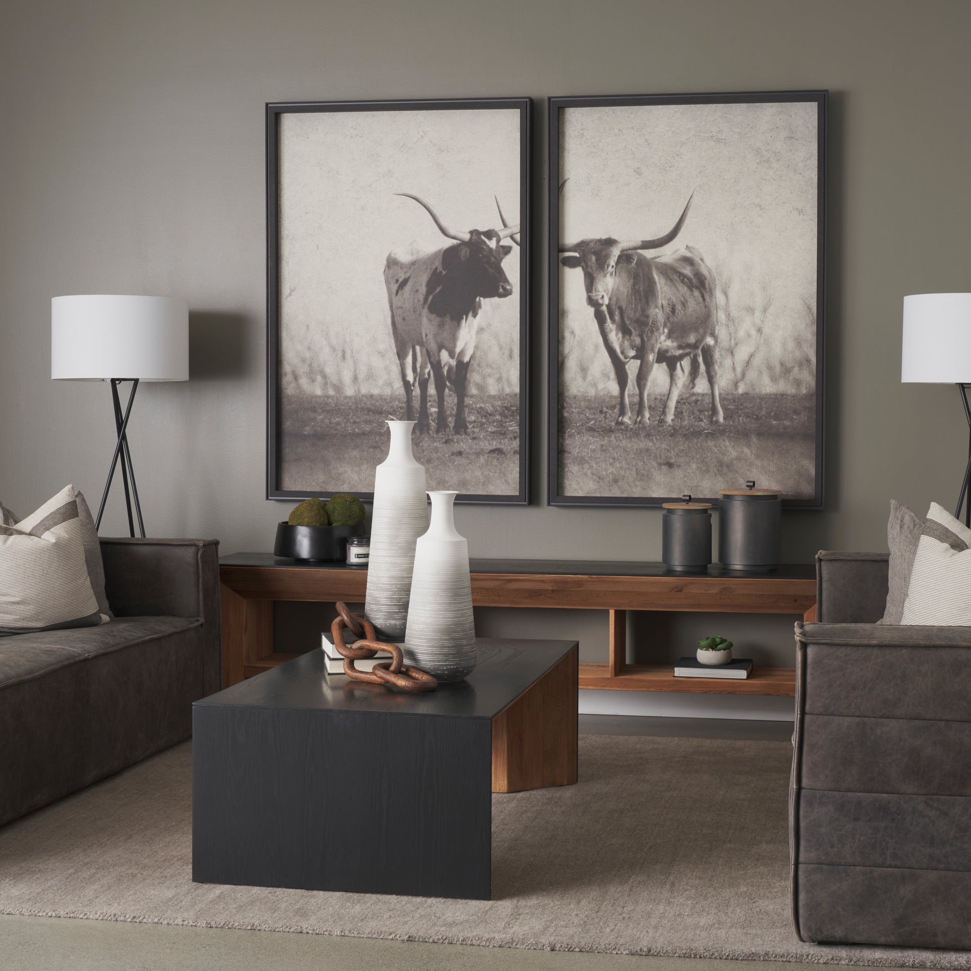 Tabor Natural Wood w/ Black Oak Waterwall Media Console