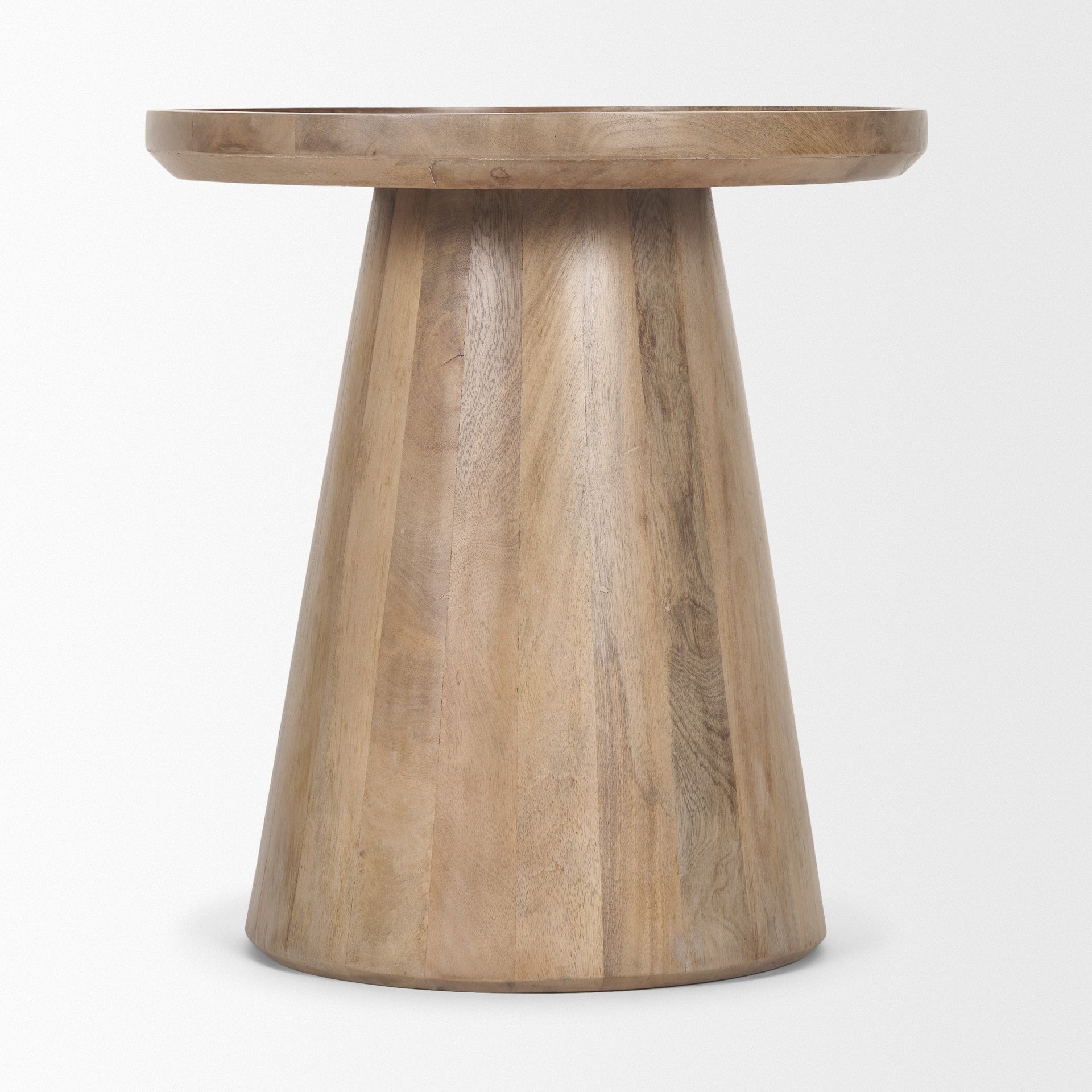 Takoda Light Brown Wood Tapered Drum Accent Table