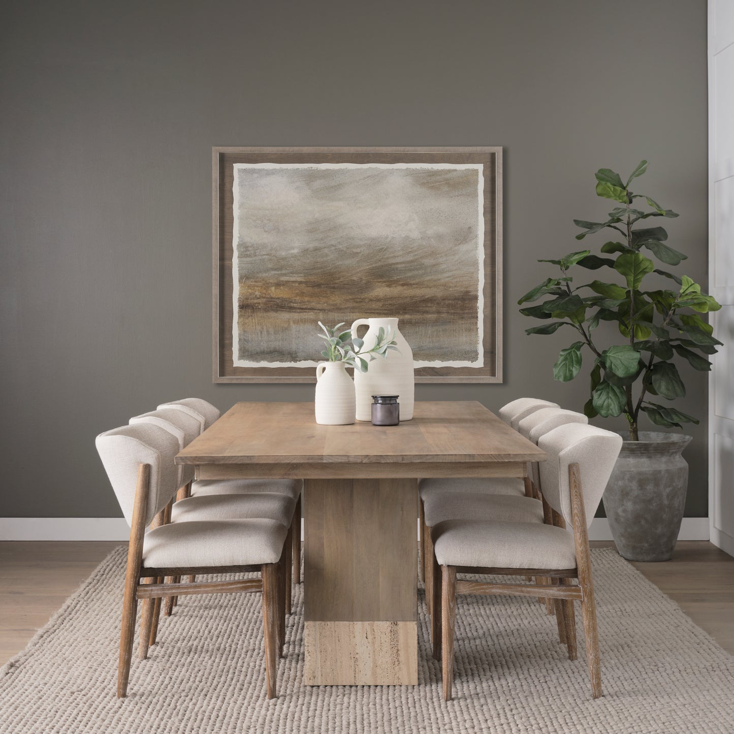 Shivon Dining Table Mango Wood | Travertine | 84"