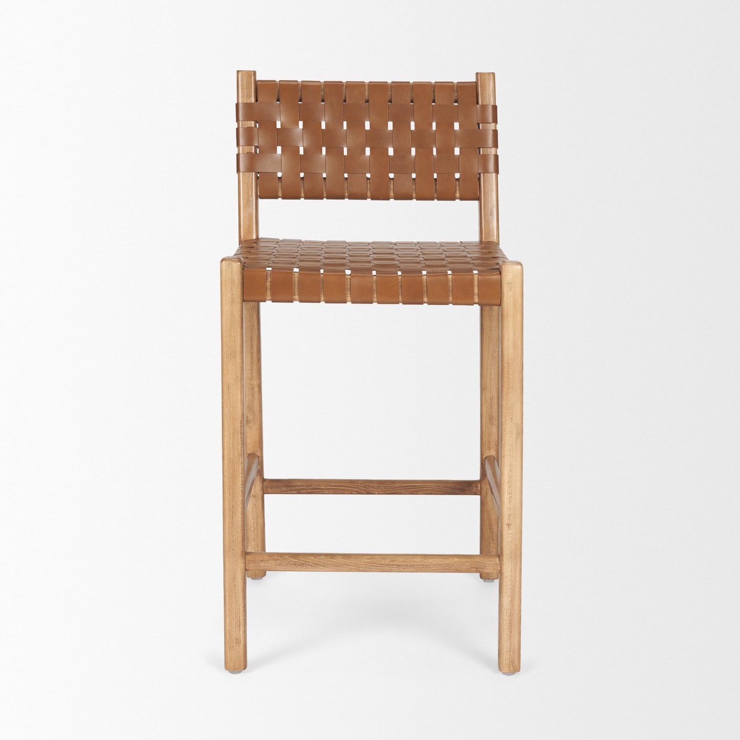 Shane Leather Seat Bar Counter Stool Brown Leather | Brown Wood - bar-stools