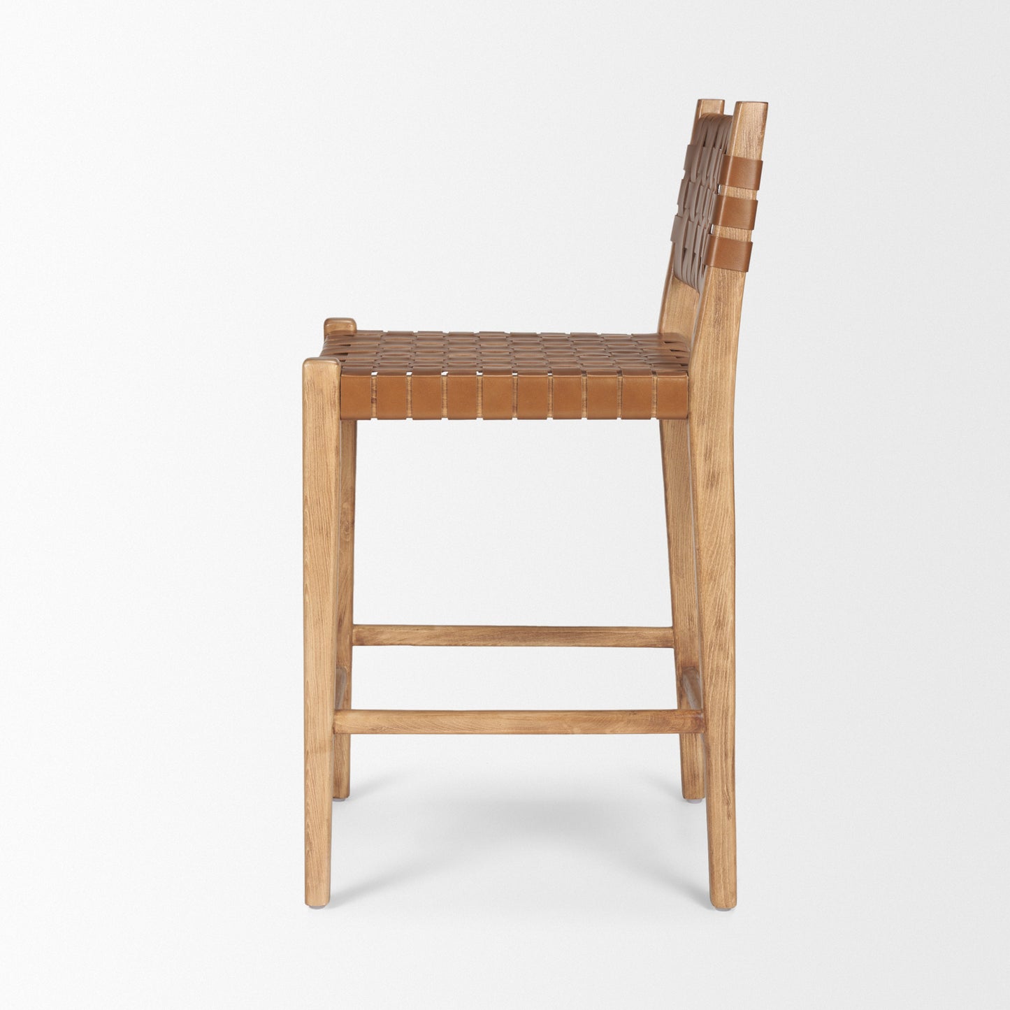 Shane Leather Seat Bar Counter Stool Brown Leather | Brown Wood - bar-stools