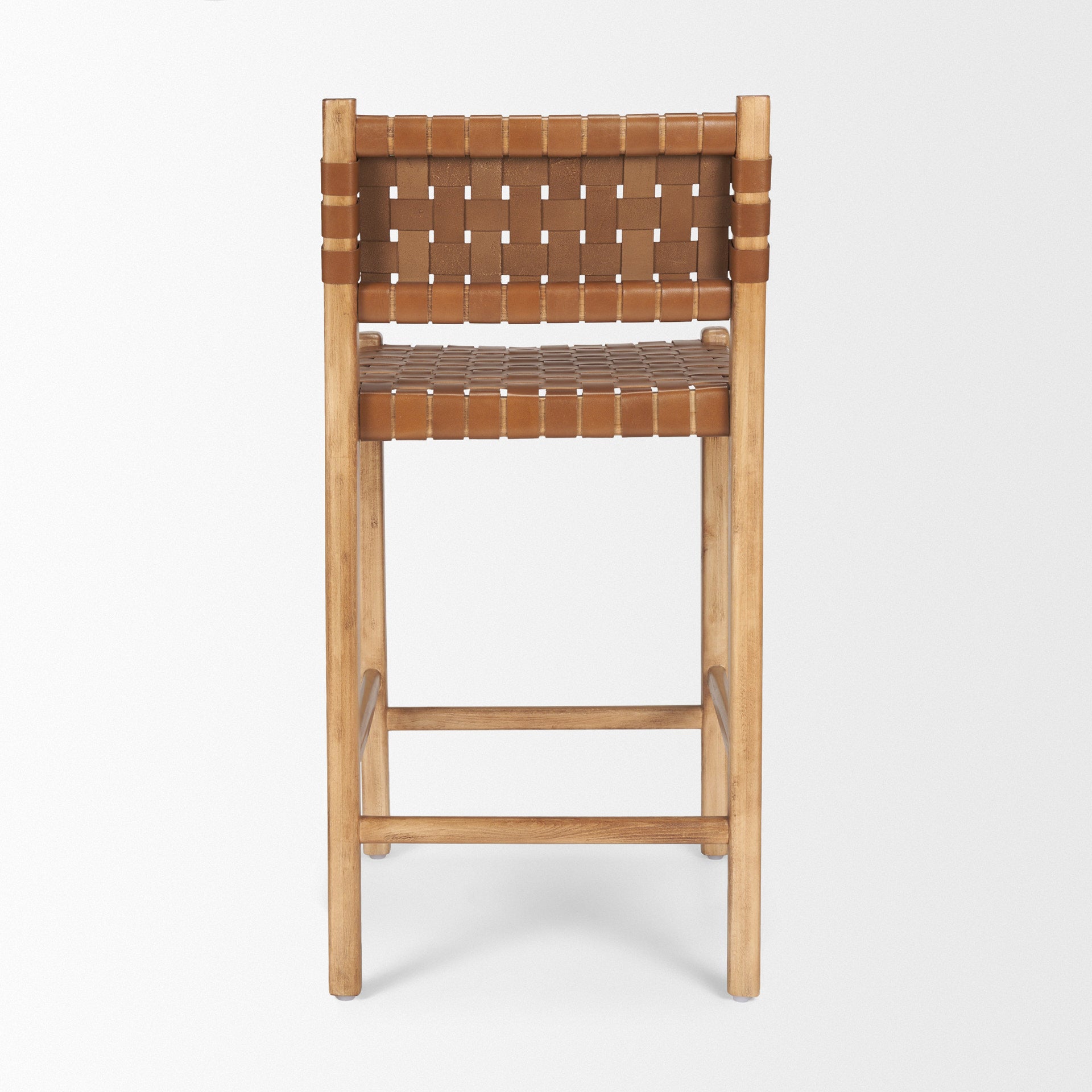 Shane Leather Seat Bar Counter Stool Brown Leather | Brown Wood - bar-stools