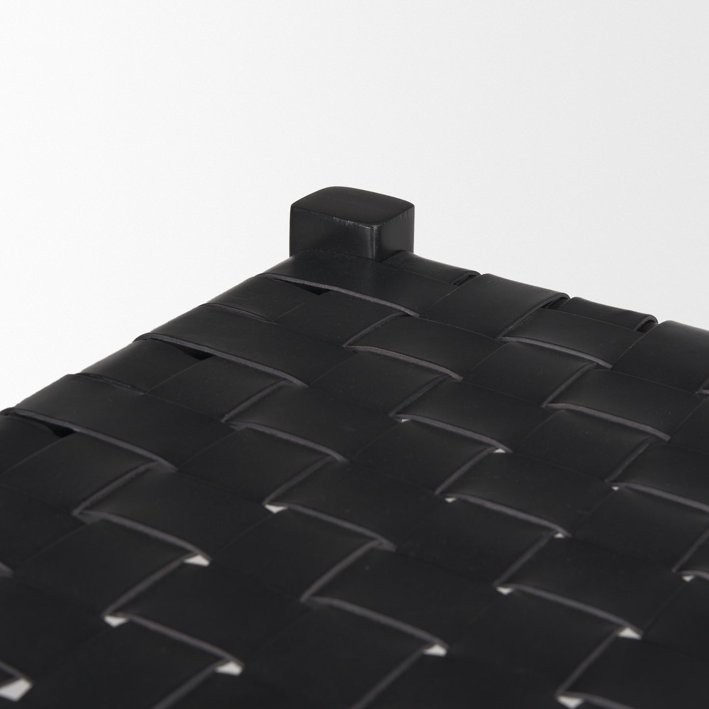 Shane Black Wood w/ Woven Black Leather Bench