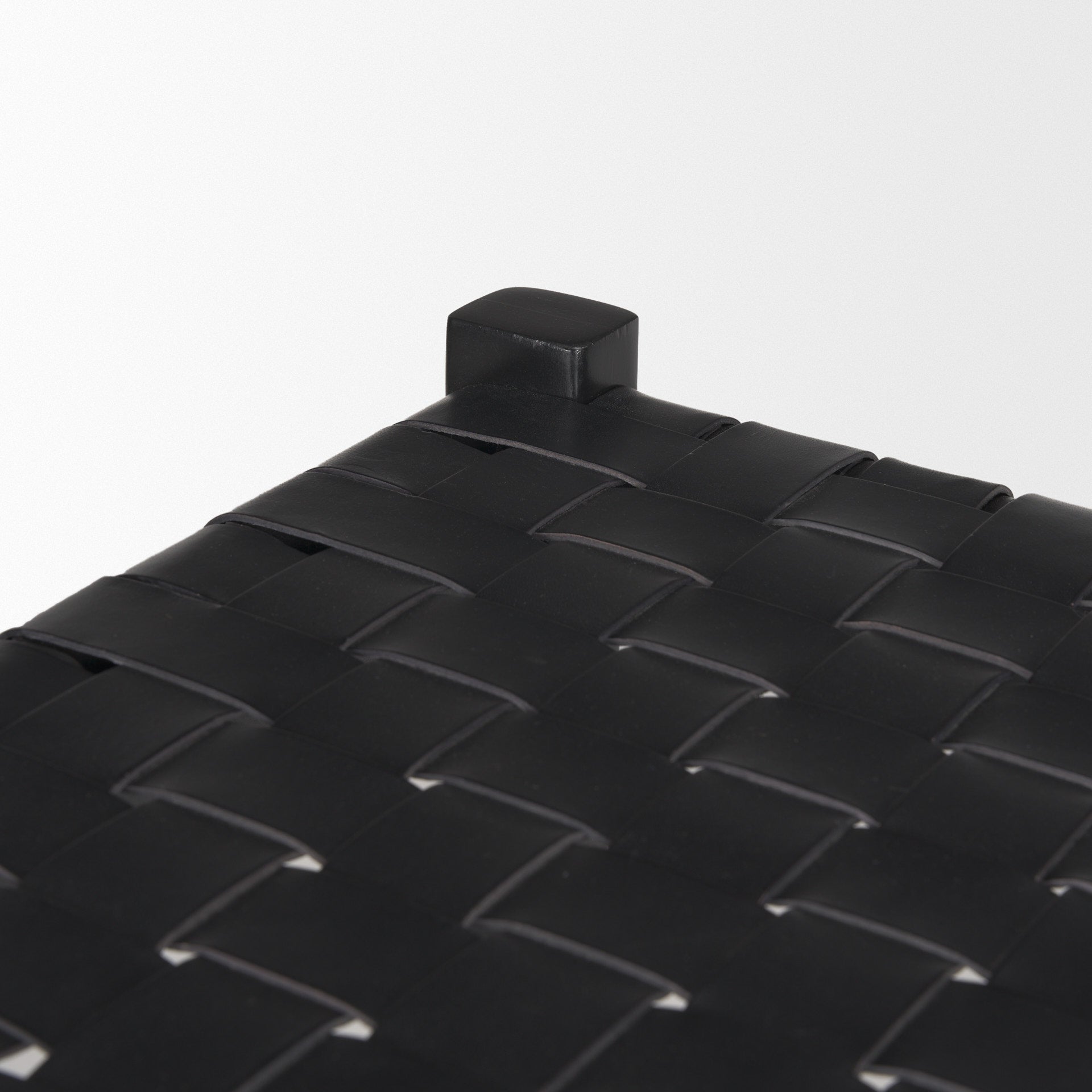 Shane Black Wood w/ Woven Black Leather Bench