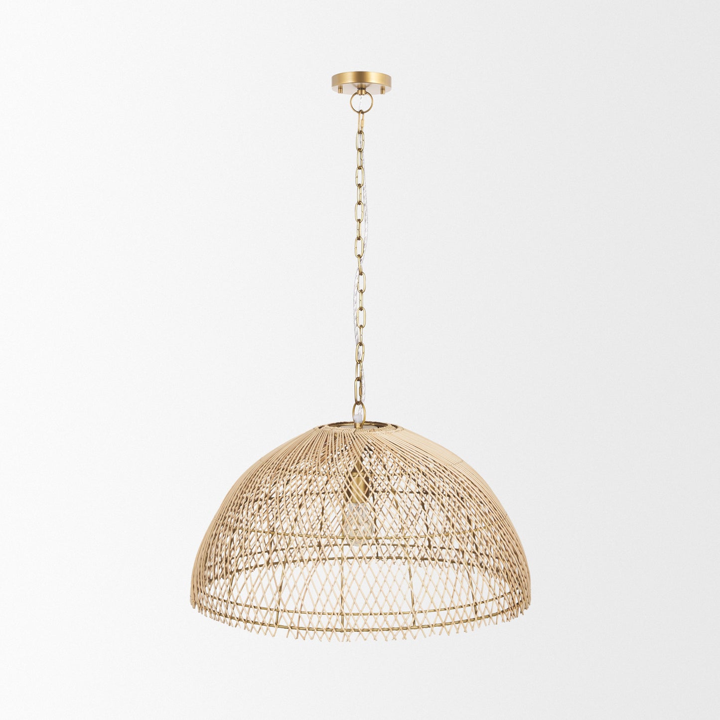 Thad 1-Light Natural Woven Rattan Dome Pendant
