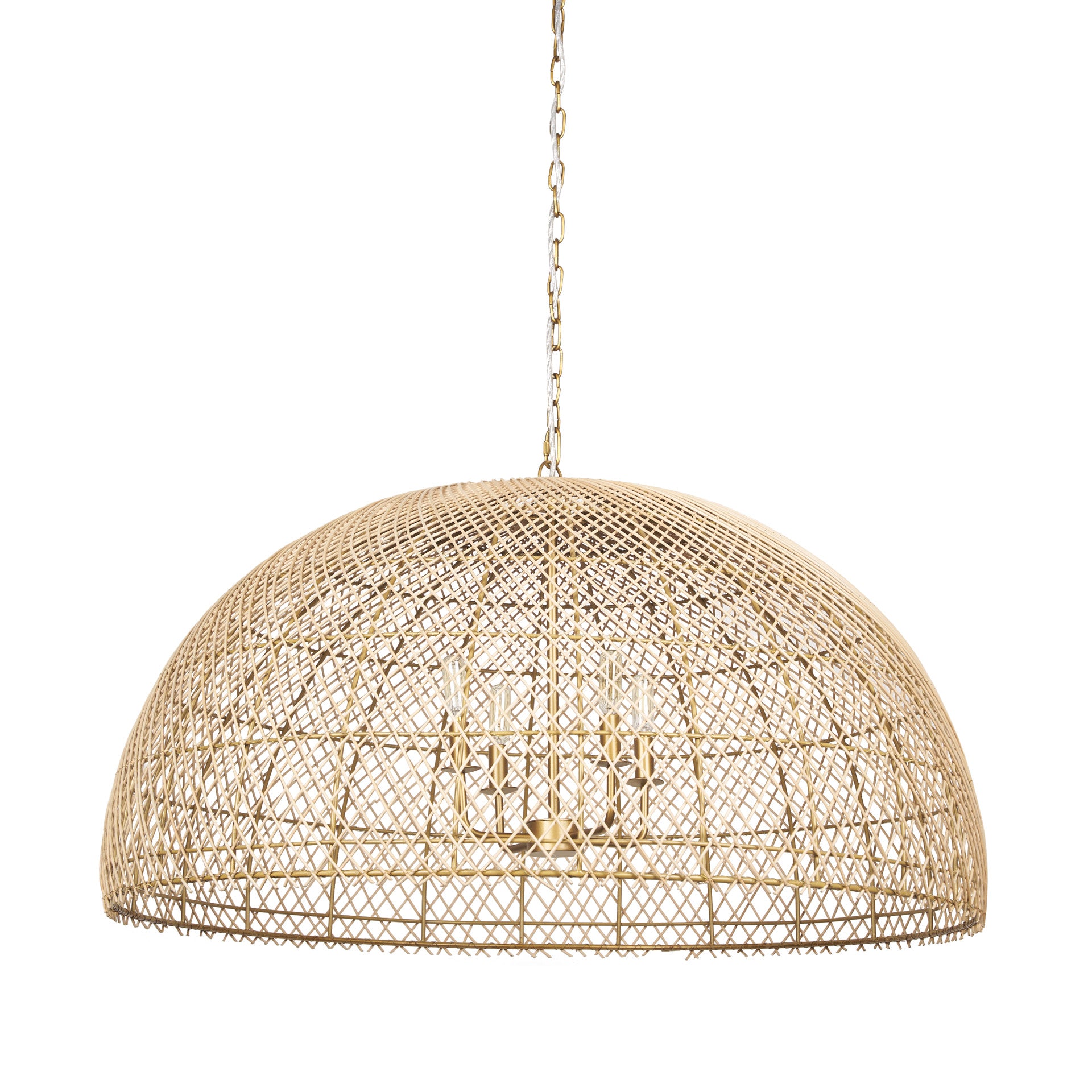 Thad 4-Light Natural Woven Rattan Dome Chandelier