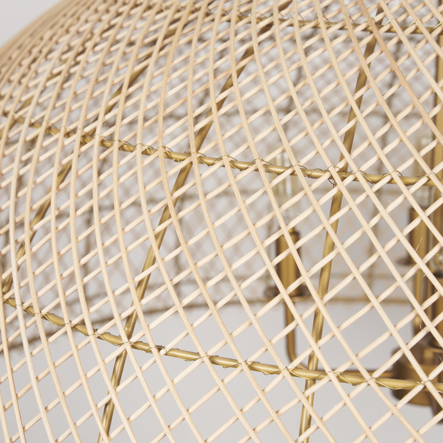 Thad Chandelier Rattan | Gold Metal | Dome Shade - chandeliers
