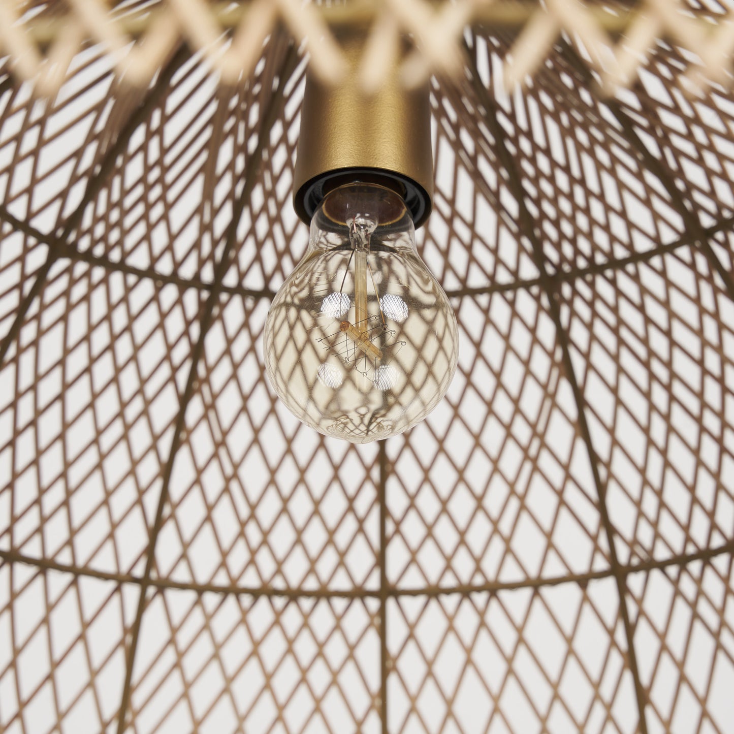 Thad 1-Light Natural Woven Rattan Dome Pendant