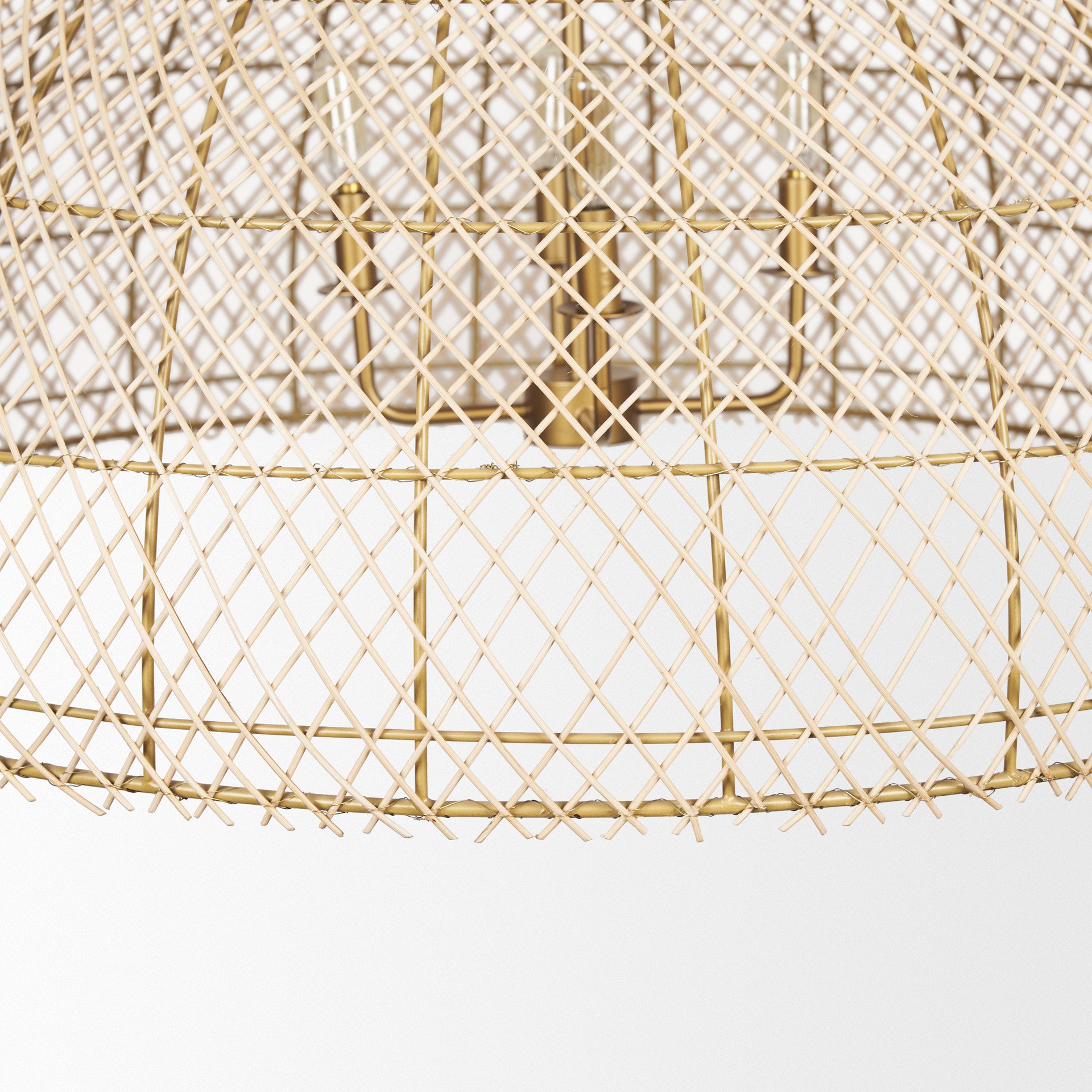Thad 4-Light Natural Woven Rattan Dome Chandelier