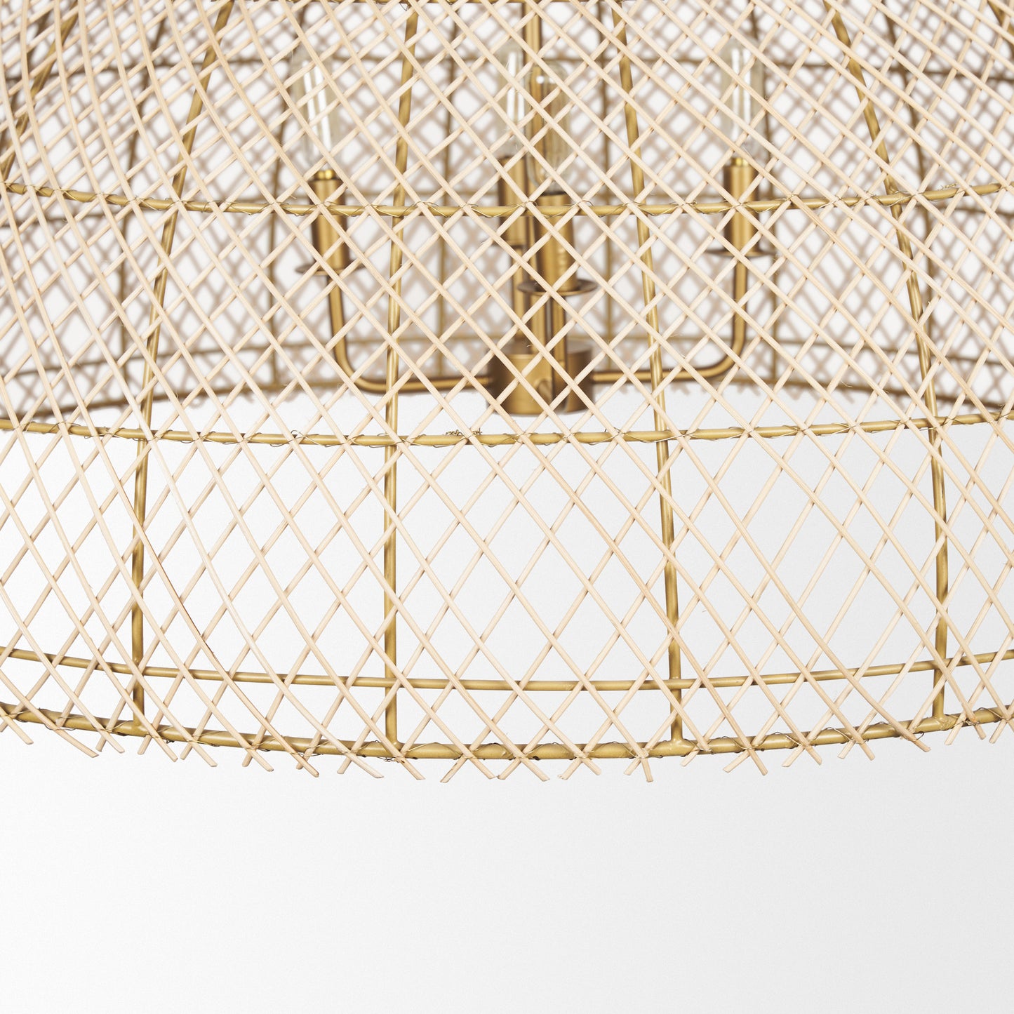 Thad Chandelier Rattan | Gold Metal | Dome Shade - chandeliers