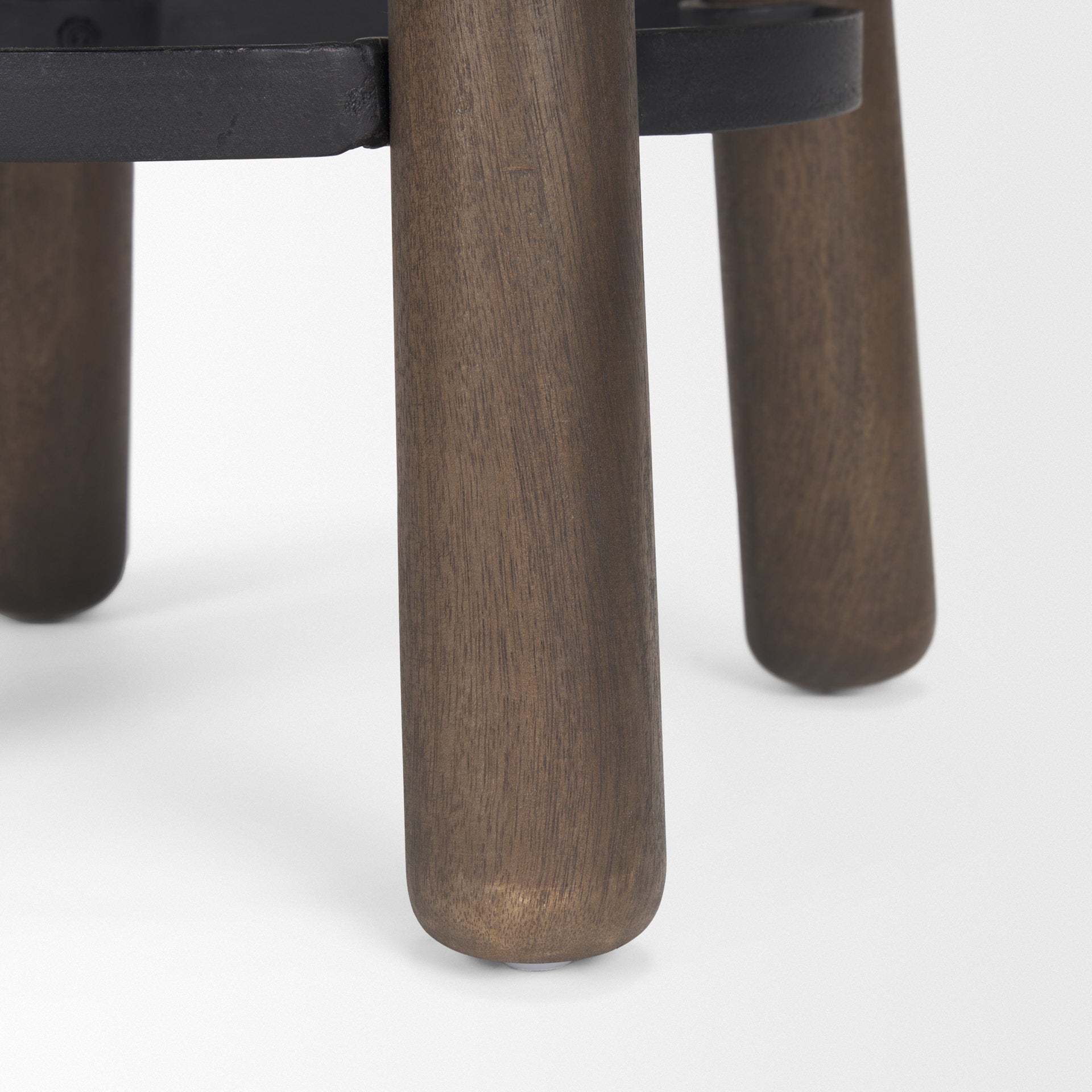 Weldon Wood Seat Counter Stool Dark Brown Wood | Black Metal - bar-stools