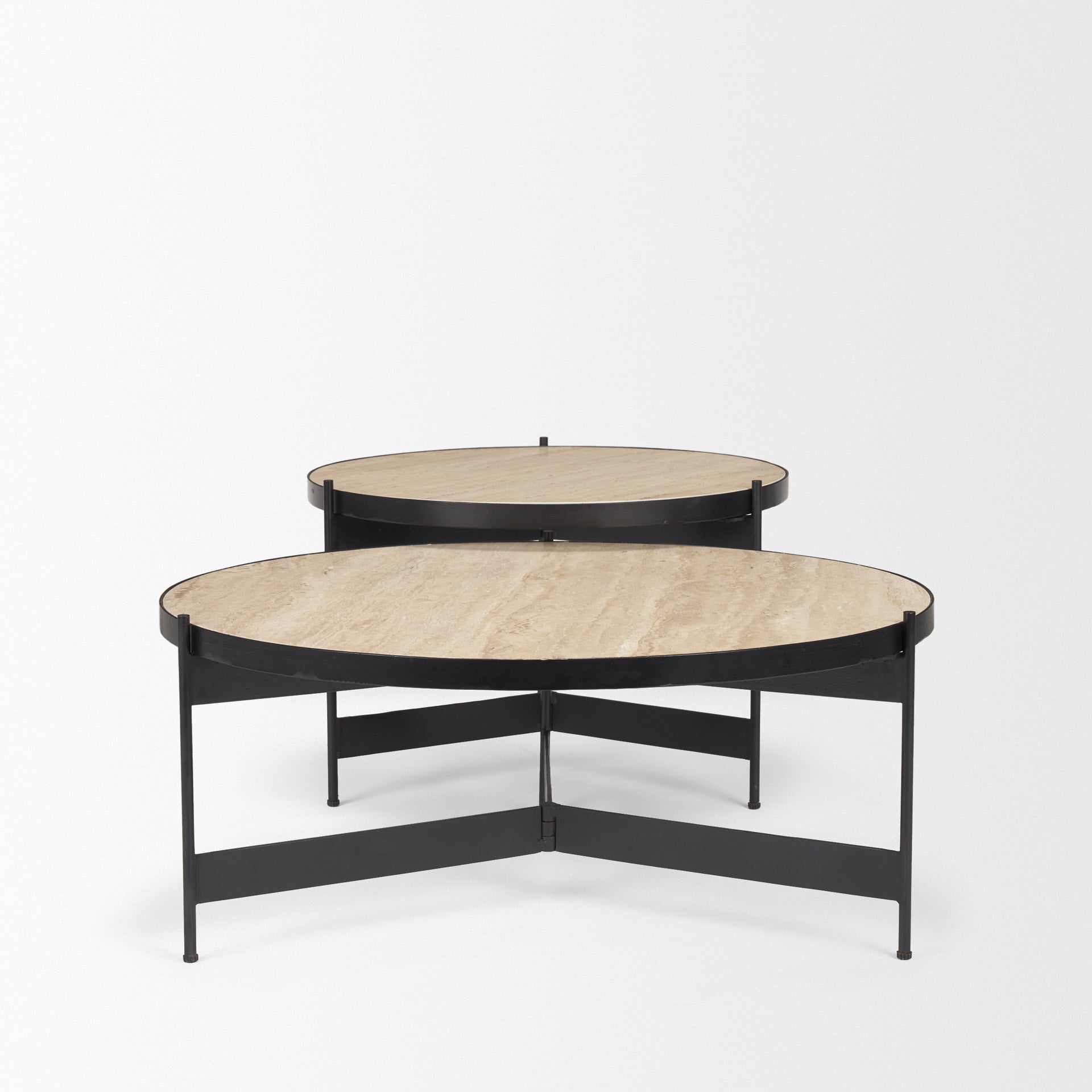 Wade Coffee Table Travertine | Black Metal - coffee-tables